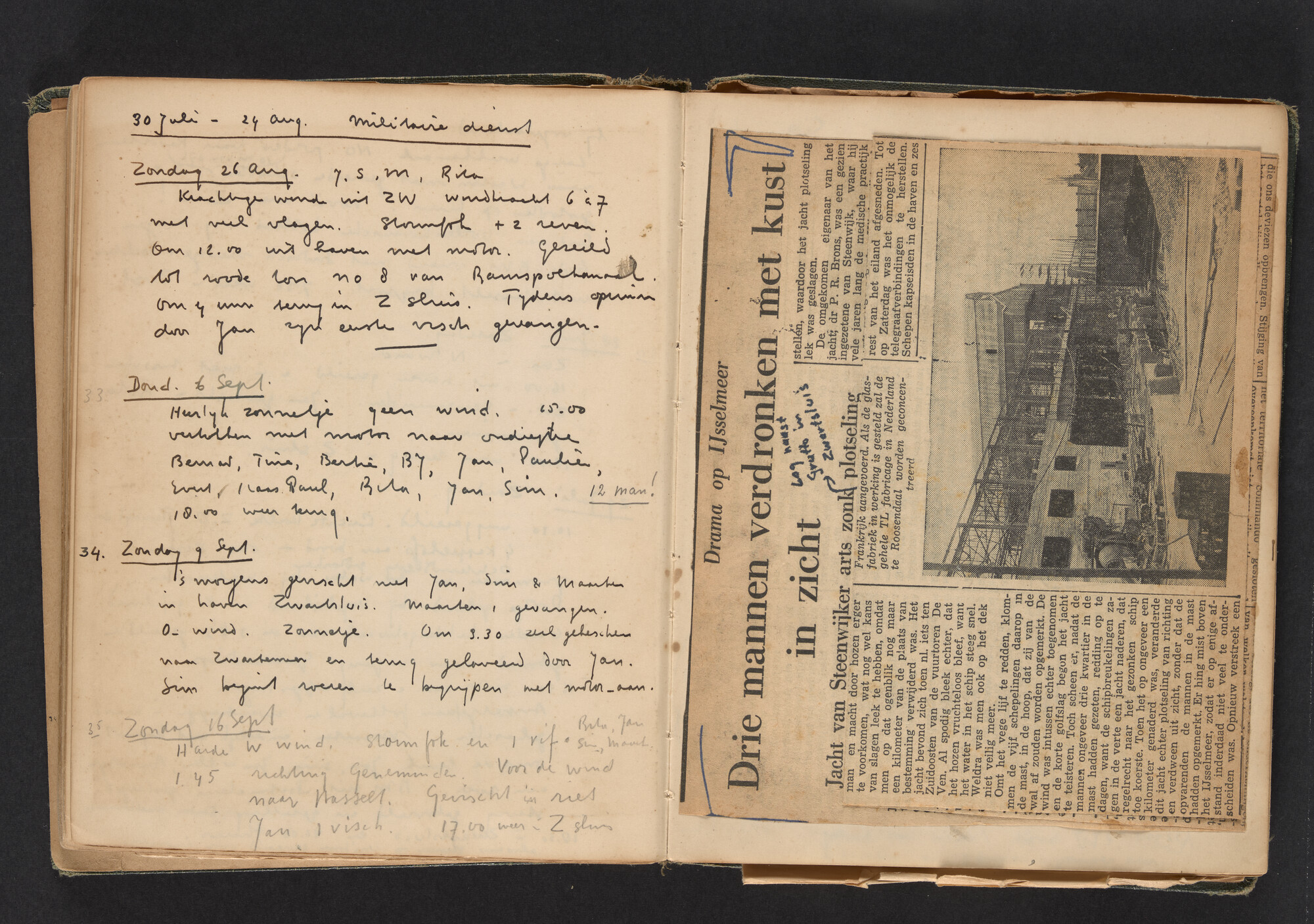 2017.0790; Logboek c.q. fotoalbum van reizen met zeeschouw Grutto in Nederland, 1949-1951; logboek