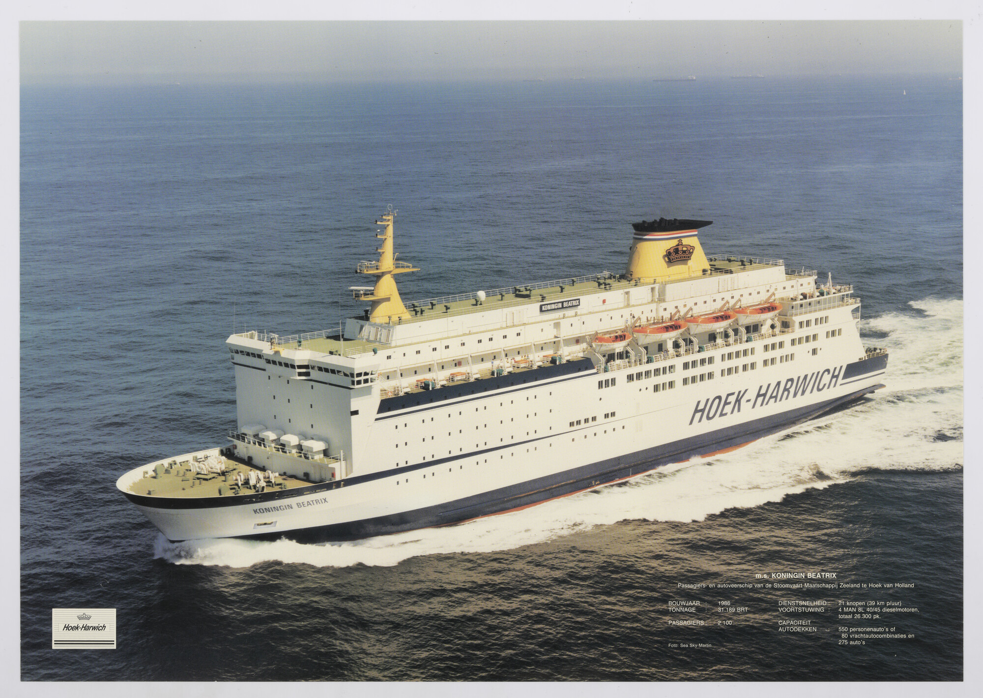 1989.1070; Affiche Lijndienst Hoek van Holland - Harwich; affiche