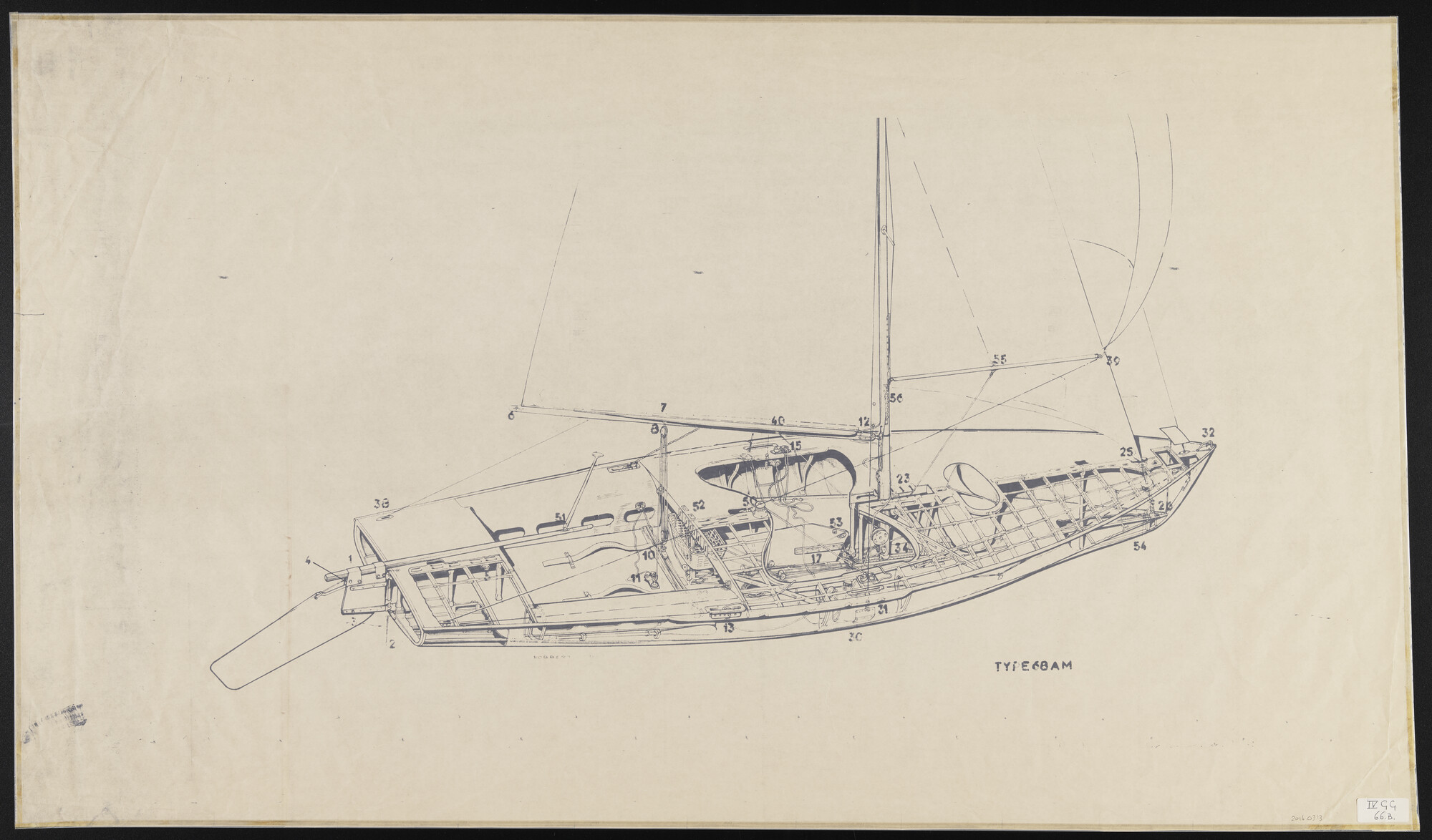 2016.0313; Artist's impression van een Flying Dutchman; tekening