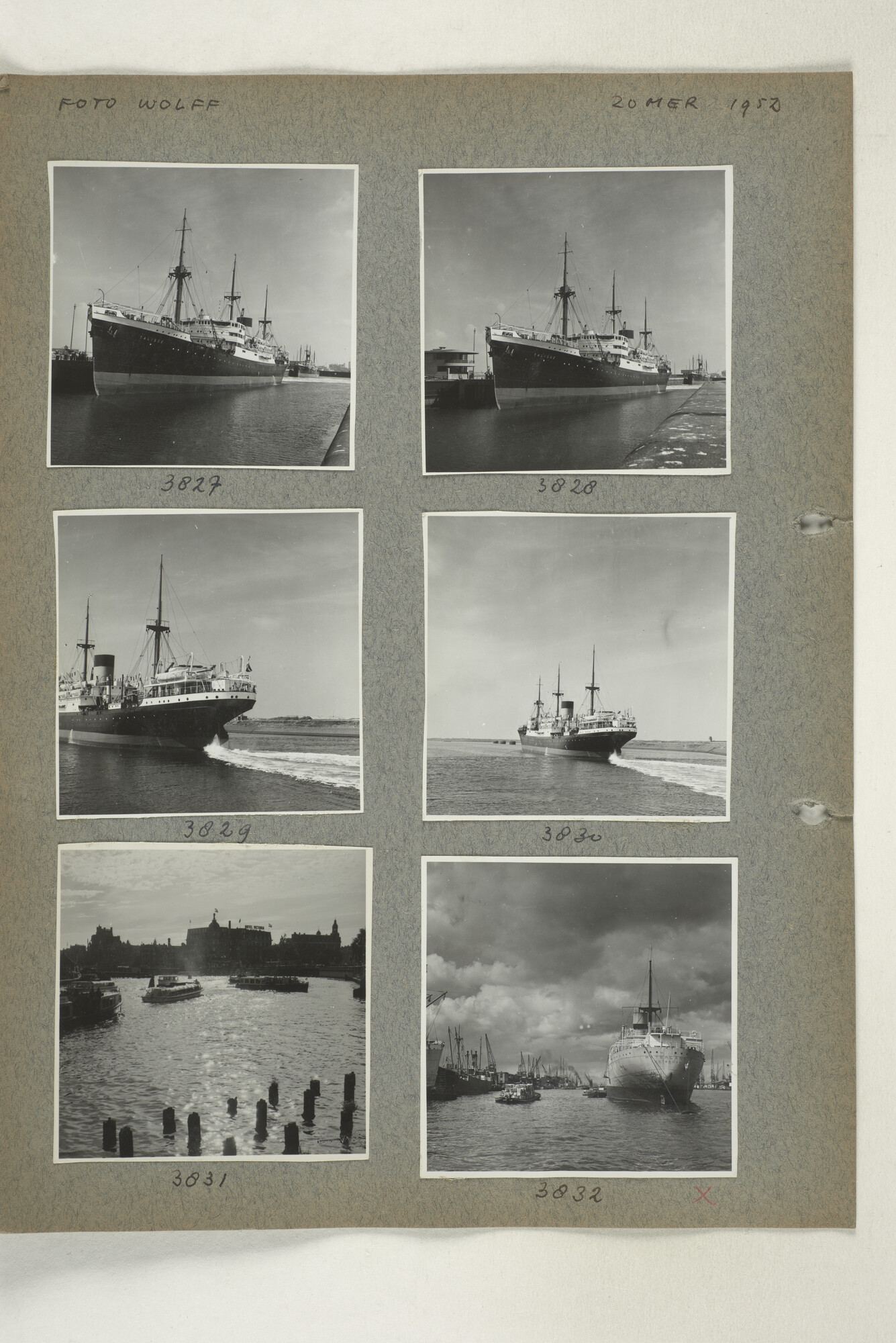 1998.2182; Omslag (voorheen ordner) met een grote hoeveelheid proef foto's van de haven en de stad van Amsterdam; omslag