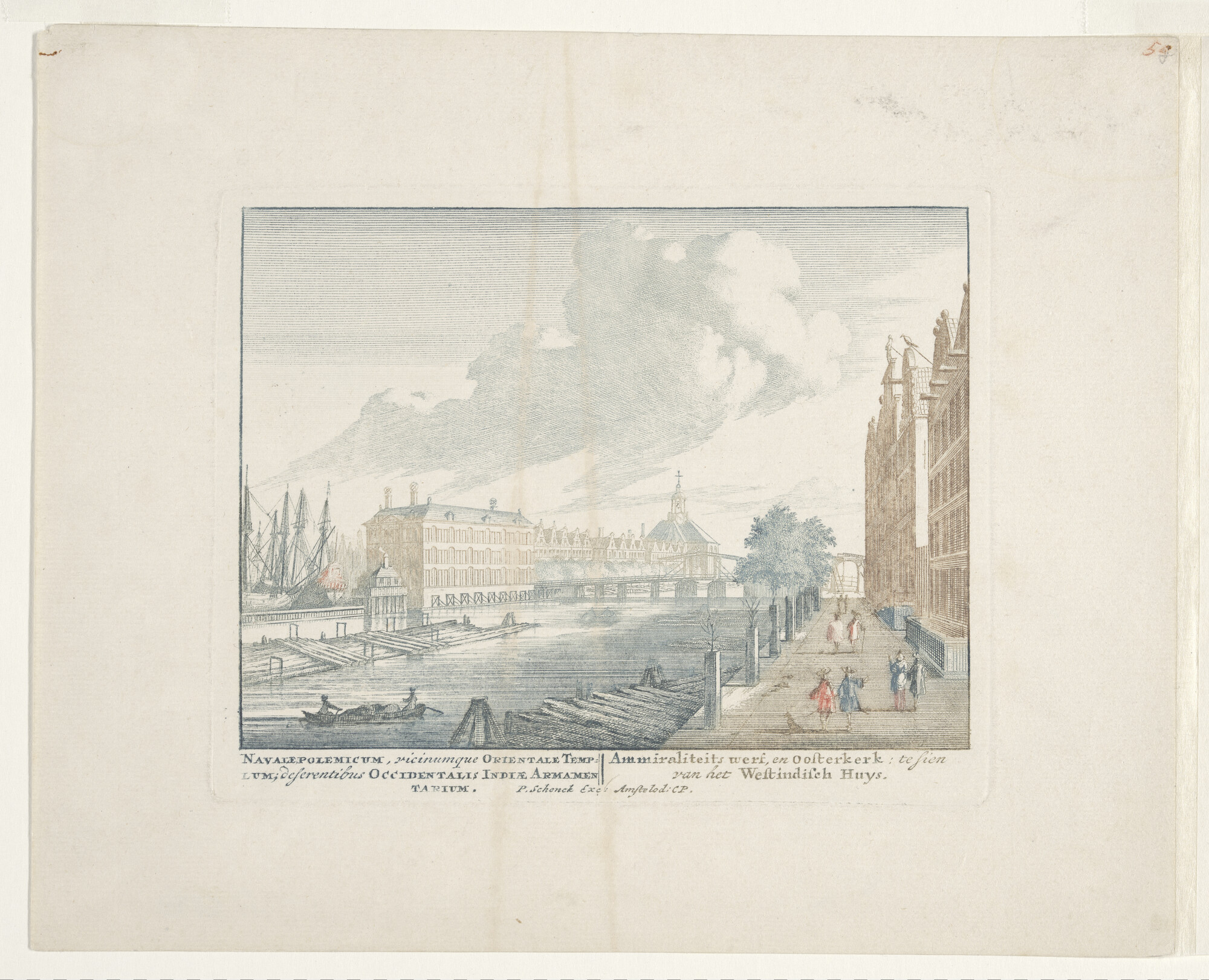 A.5354(01); Een driemasthoekerschip en een fregatschip voor een buitenlandse kust; tekening