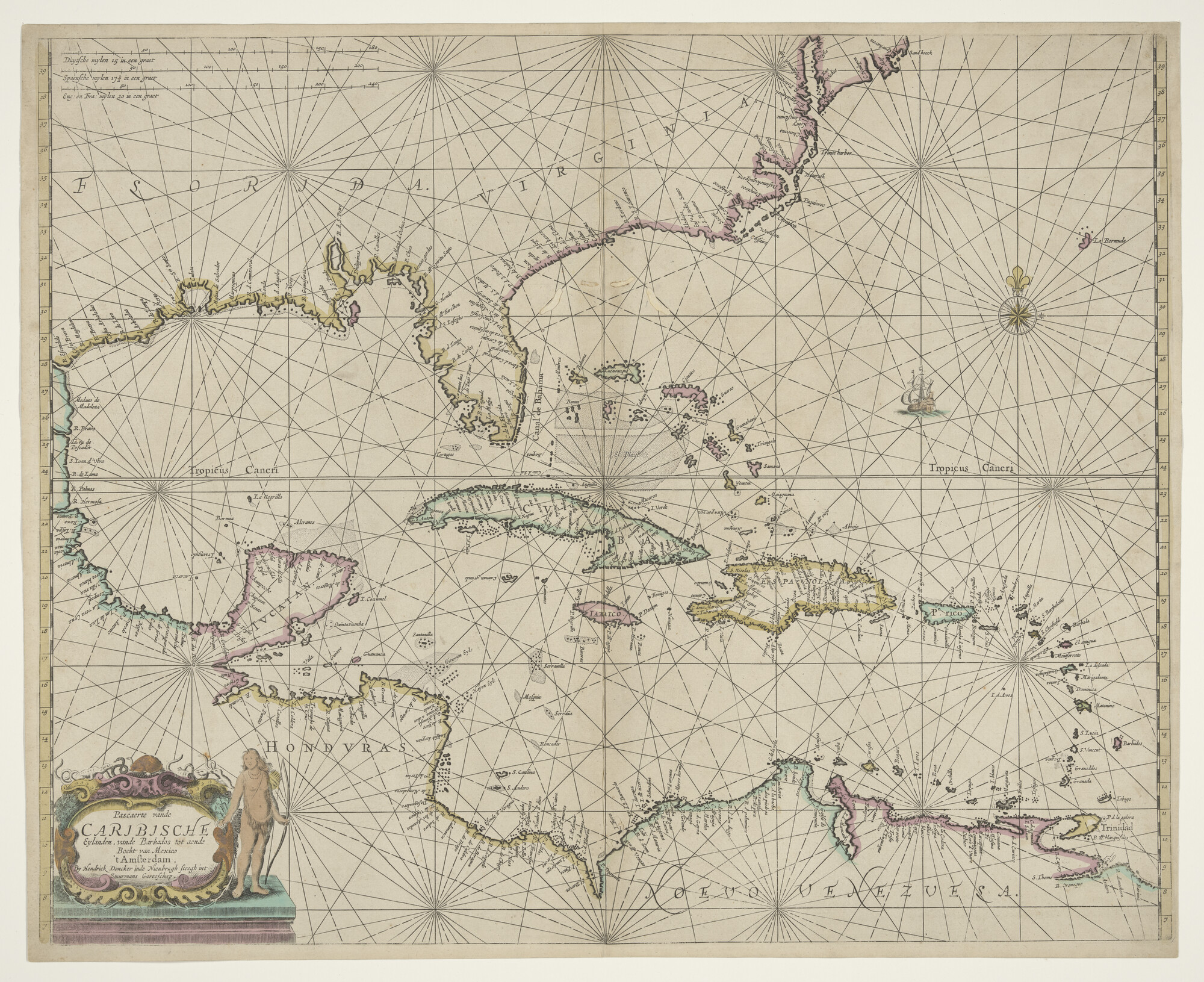 A.3845(01)088; Pascaerte van de Caribische Eylanden; zeekaart