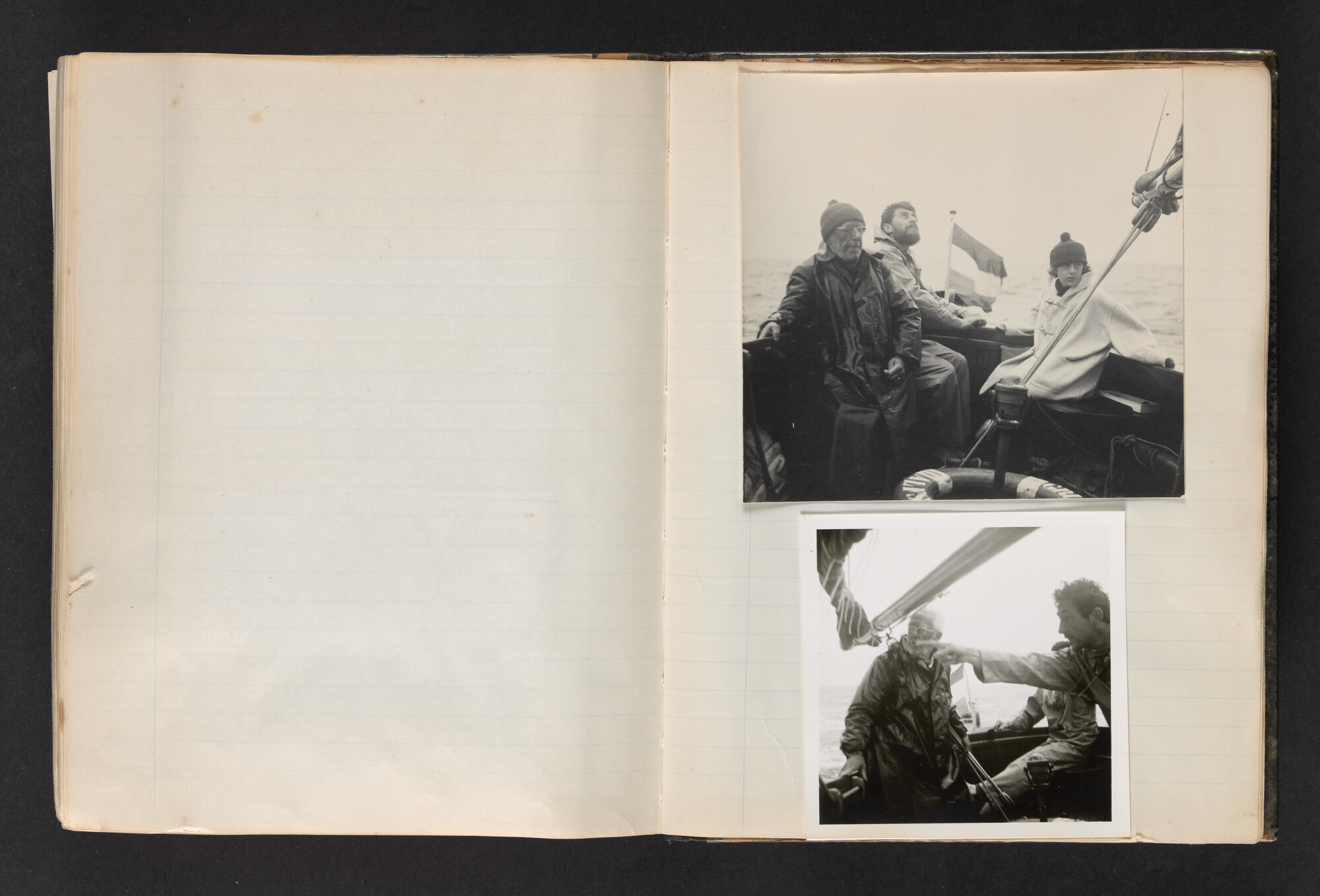 2017.0802; Logboek c.q. fotoalbum van reizen met zeeschouw Grutto (II) in Nederland, Duitsland en Denemarken, 1973-1974; logboek