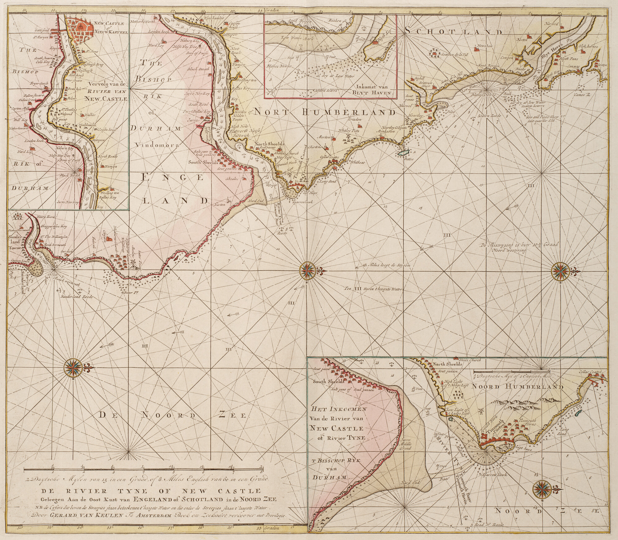 B.0032(109)1 [kaart 090]; Kaart van een deel van de noordoostkust van Engeland; landkaart