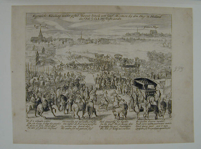 A.0145(027)356; Ontvangst van Spinola buiten 's-Gravenhage, 1 februari 1608; prent
