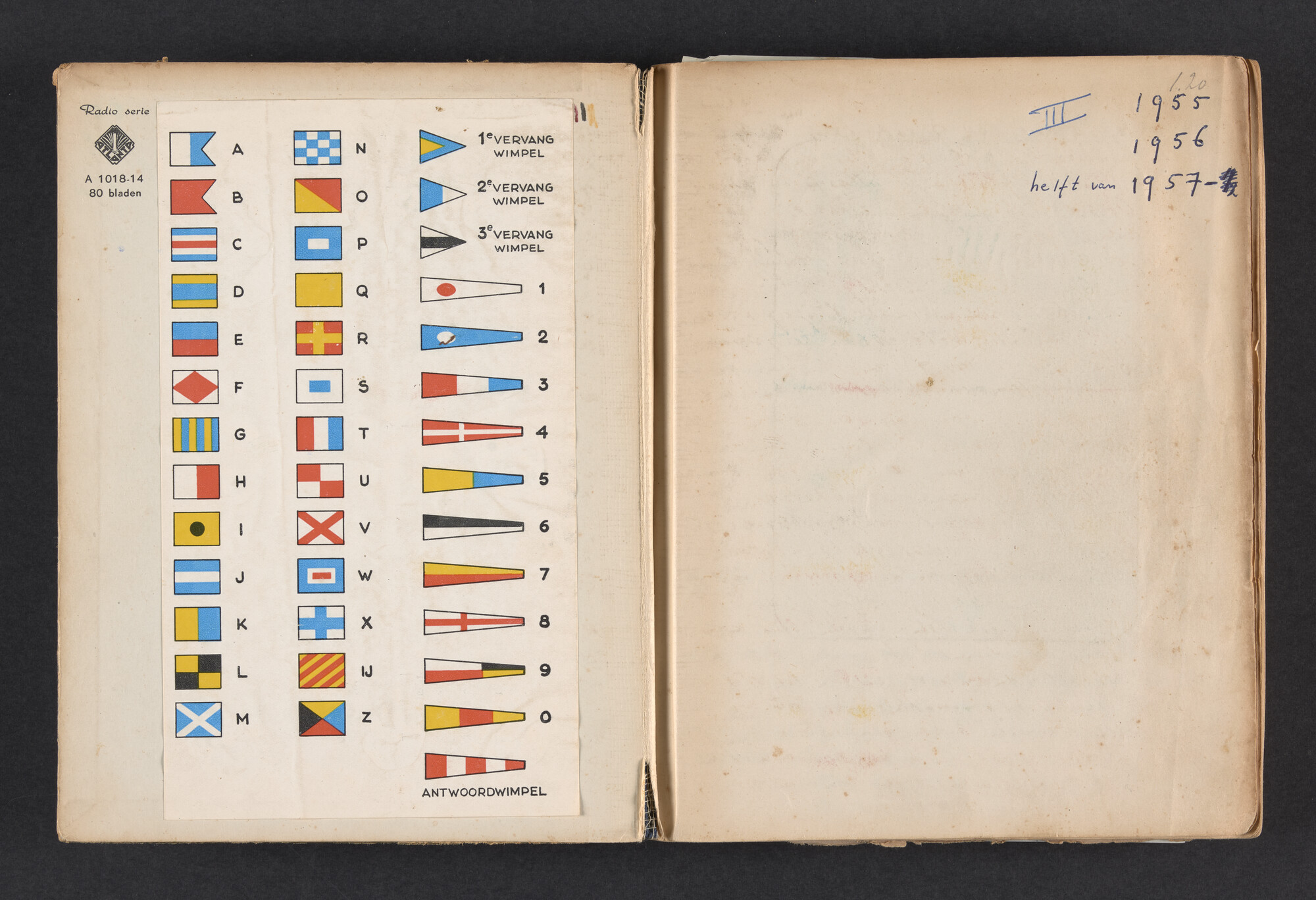 2017.0792; Logboek c.q. fotoalbum van reizen met zeeschouw Grutto in Nederland, 1955-1957; logboek