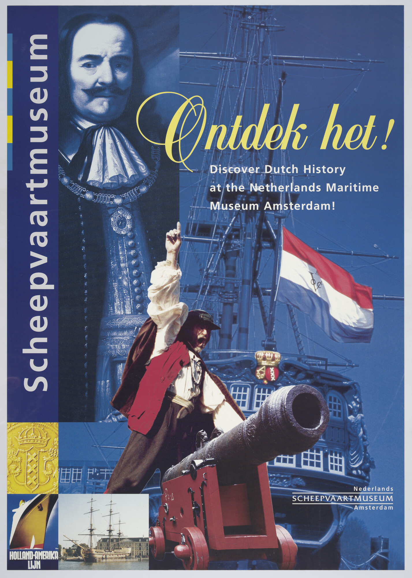 1997.0075; Reclameaffiche: 'Ontdek het! Nederlands Scheepvaartmuseum Amsterdam'; affiche
