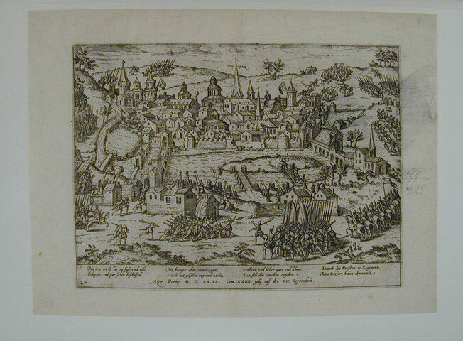 A.0145(027)044; Poitiers belegerd, 24 juli tot 7 september 1569; prent