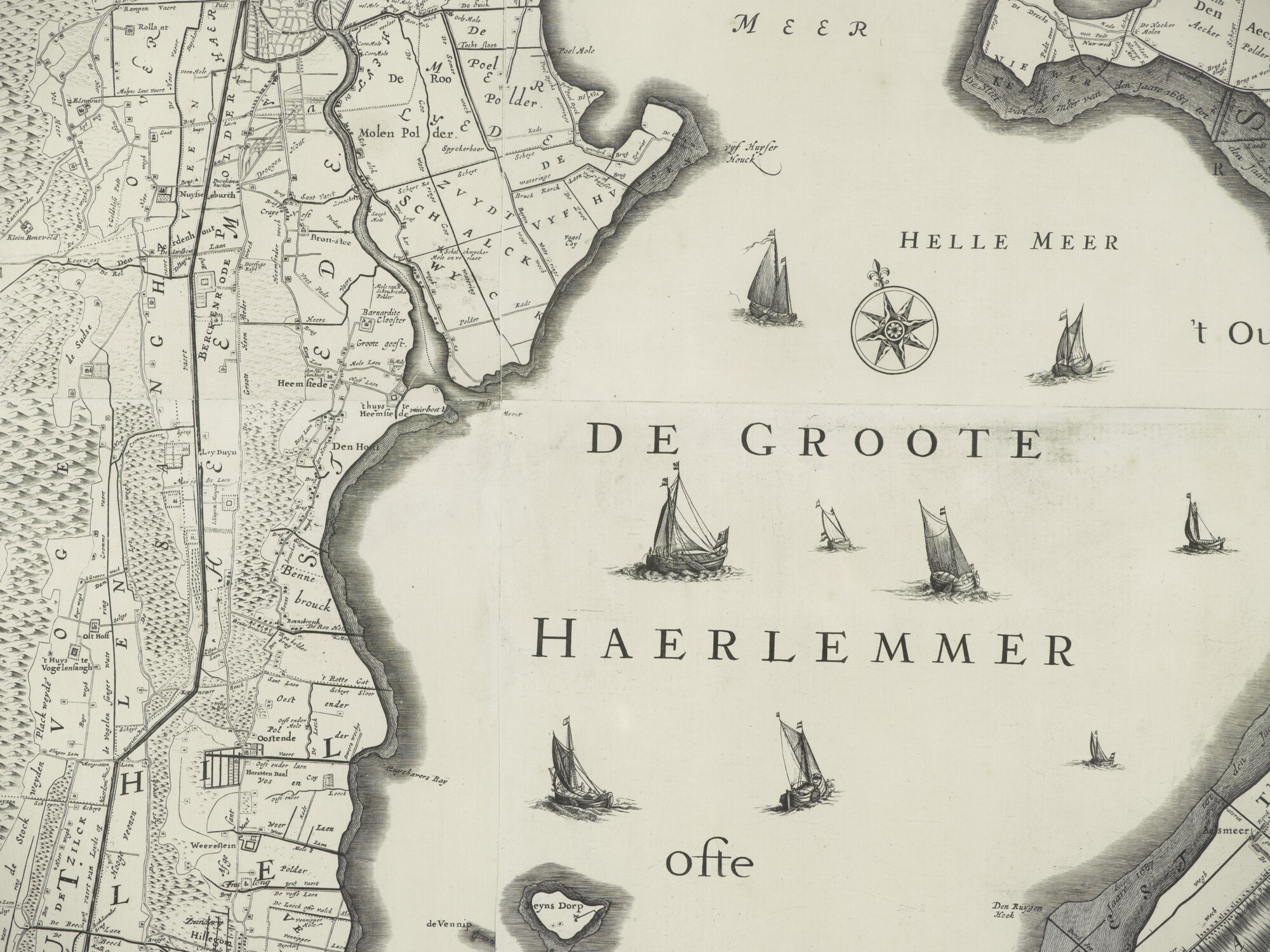 A.5616(08); Fragment (van de Haarlemmermeer en omgeving) van een wandkaart van Rijnland; wandkaart