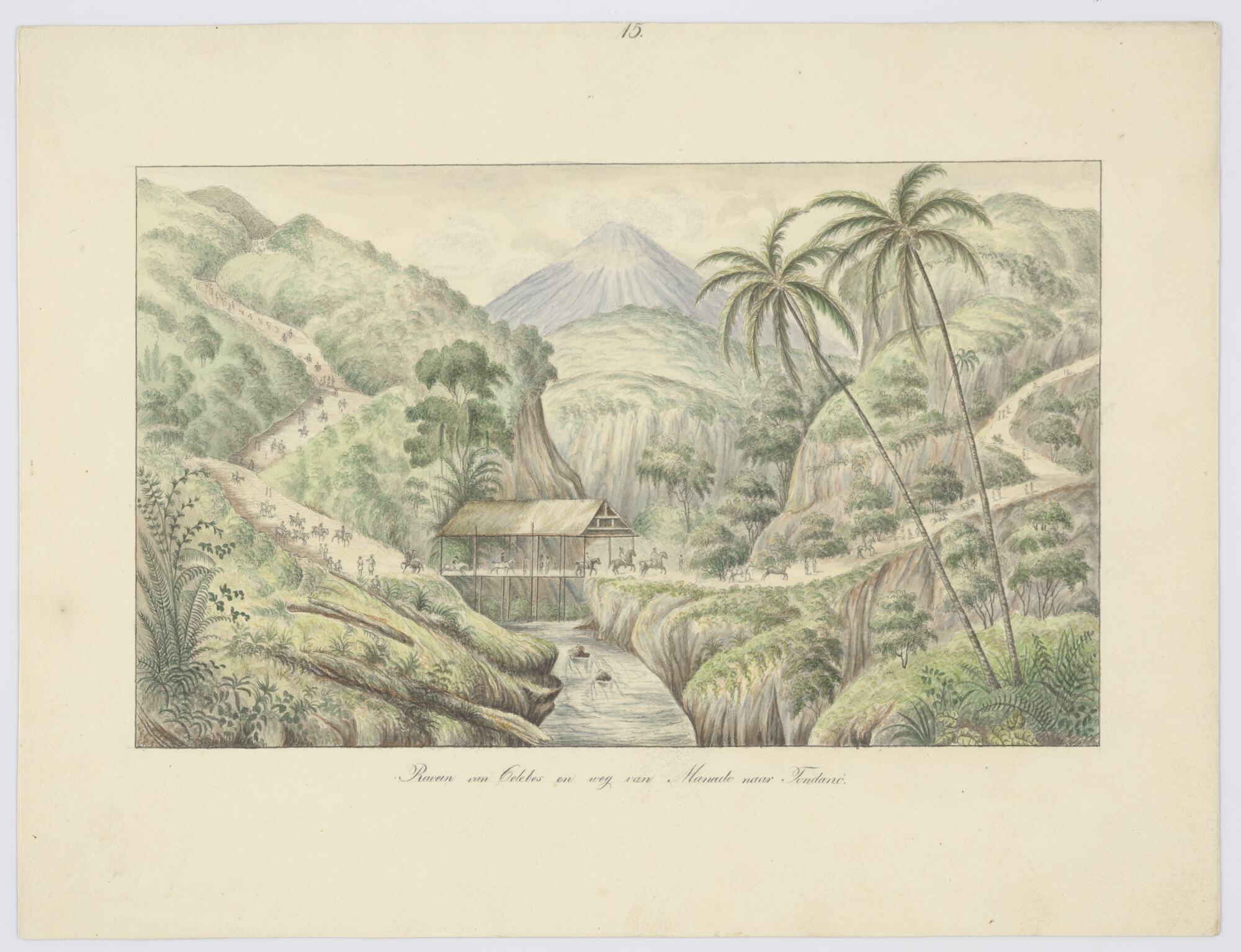 A.3540(02)15; Ravein van Celebes en weg van Manado naar Tondano; tekening