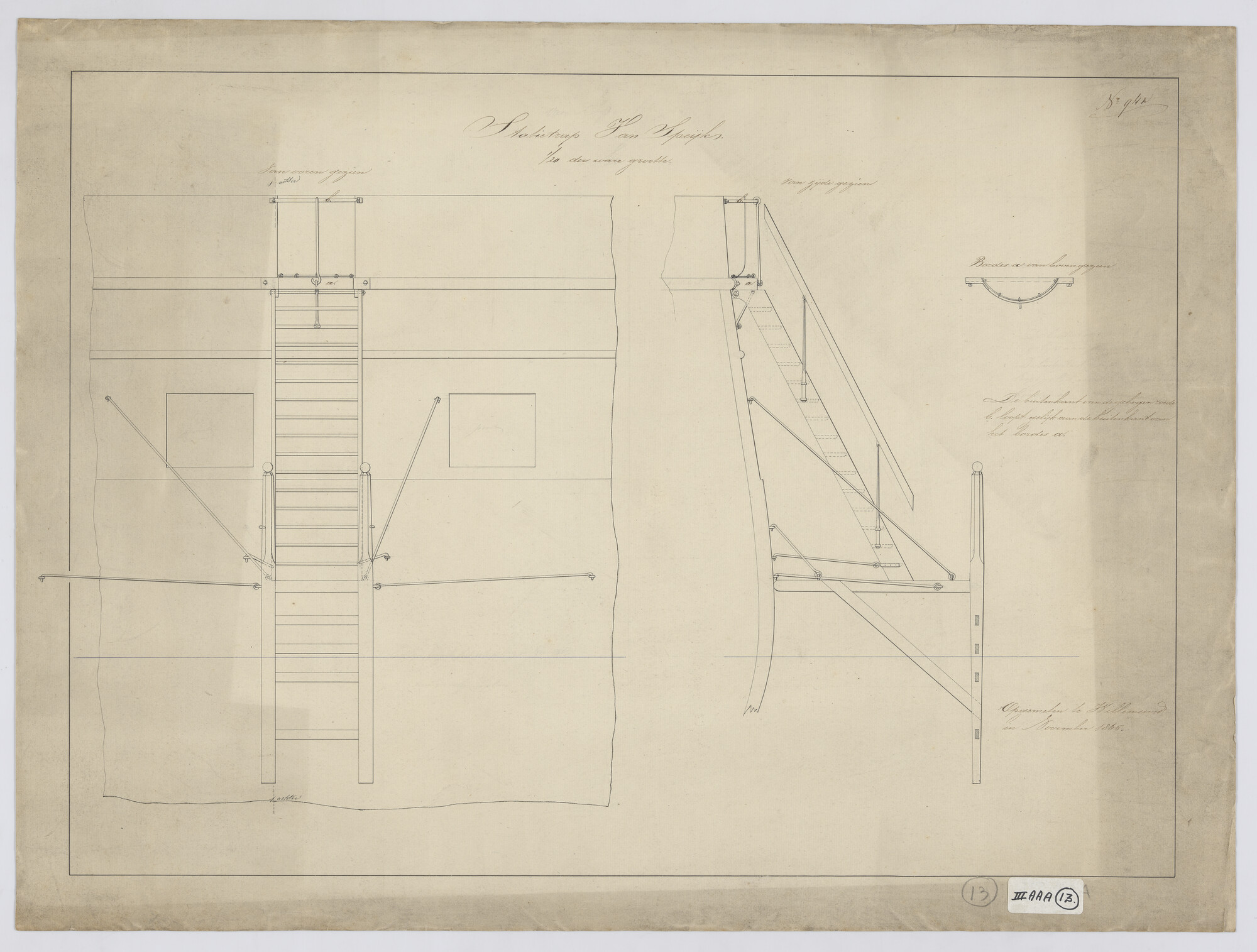 2015.4436; Statietrap van het korvet Zr.Ms. Van Speyk; technische tekening