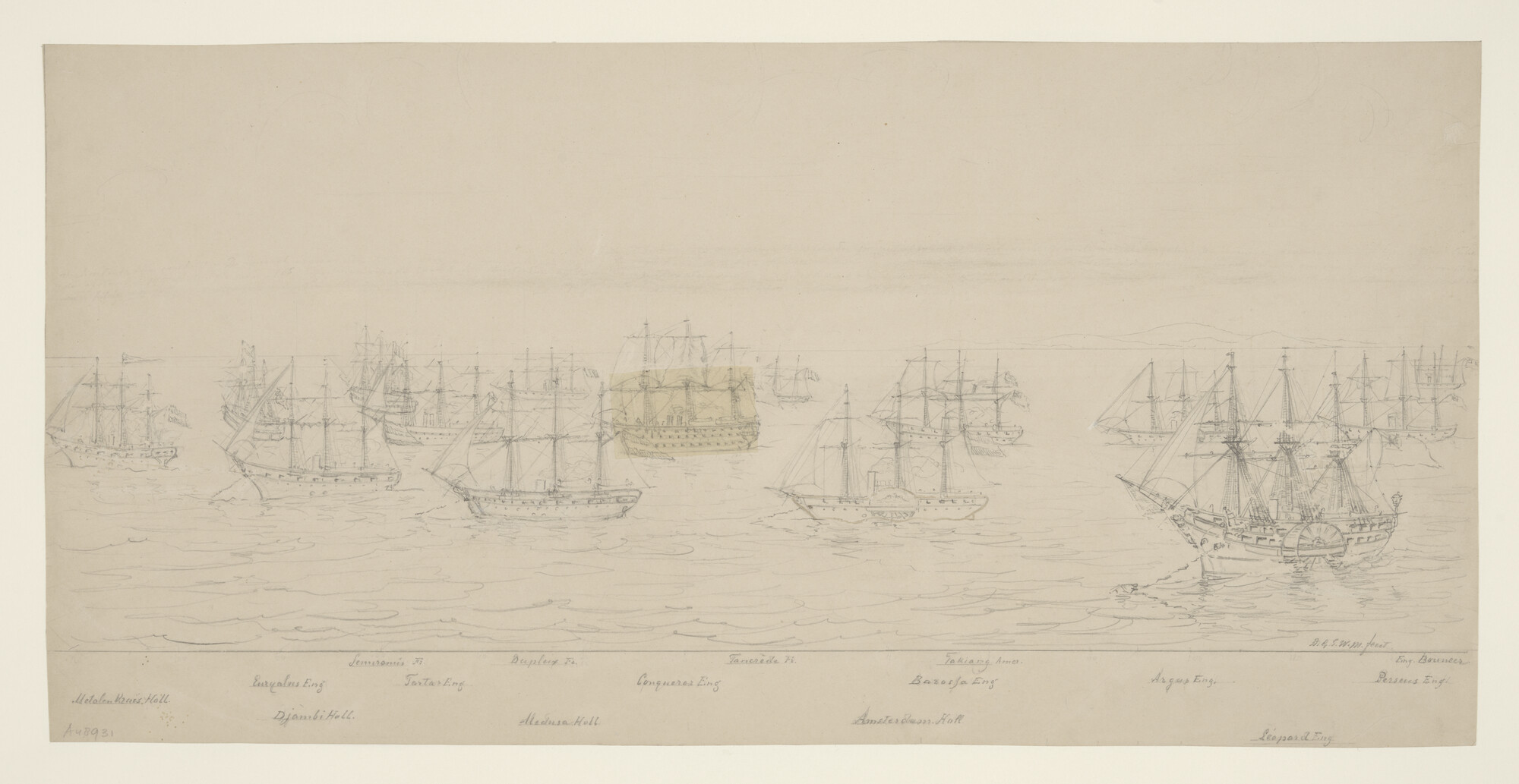 A.4893(01); Het forceren van Straat Shimonoseki in 1864; tekening