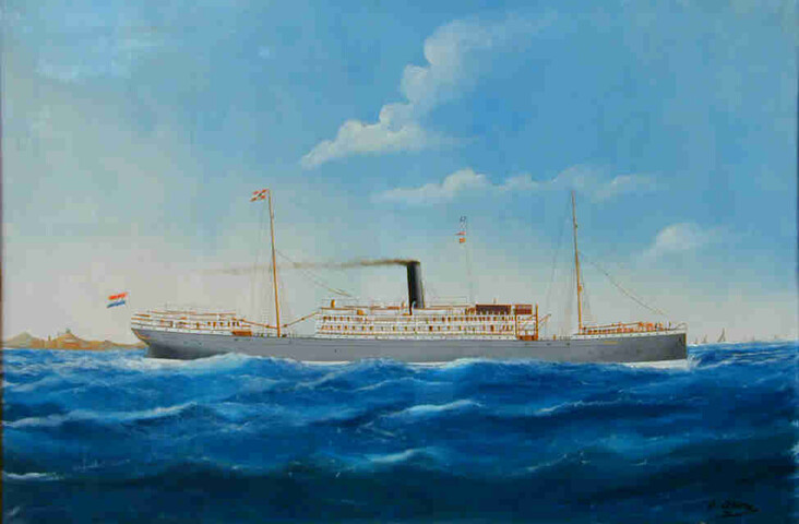 A.2735(02); Het passagiersschip ss. Sindoro van de Rotterdamsche Lloyd; schilderij