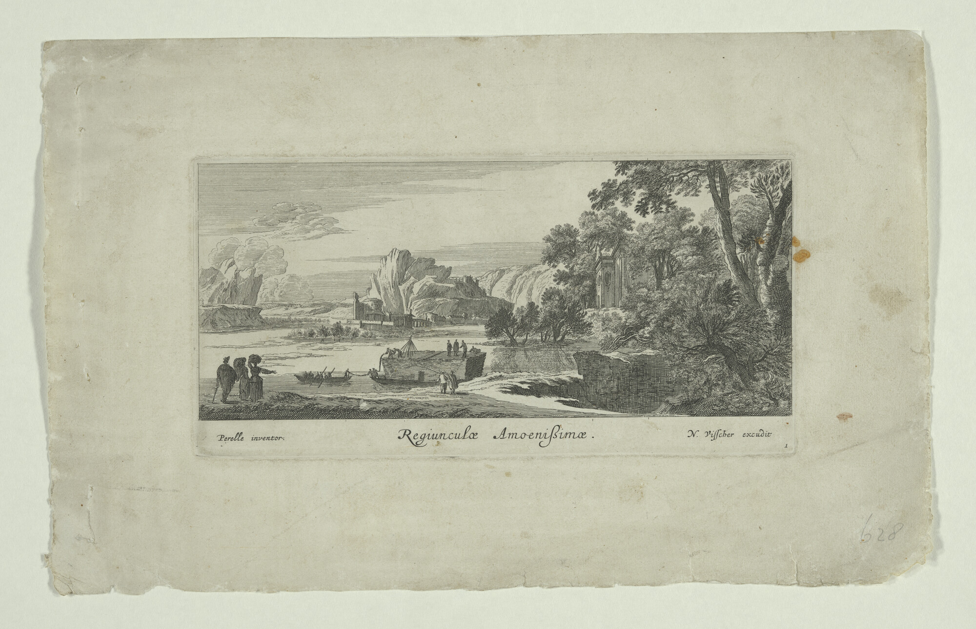 A.3138(02) [nr 0001]; Een haven in een lieflijk landschap; prent