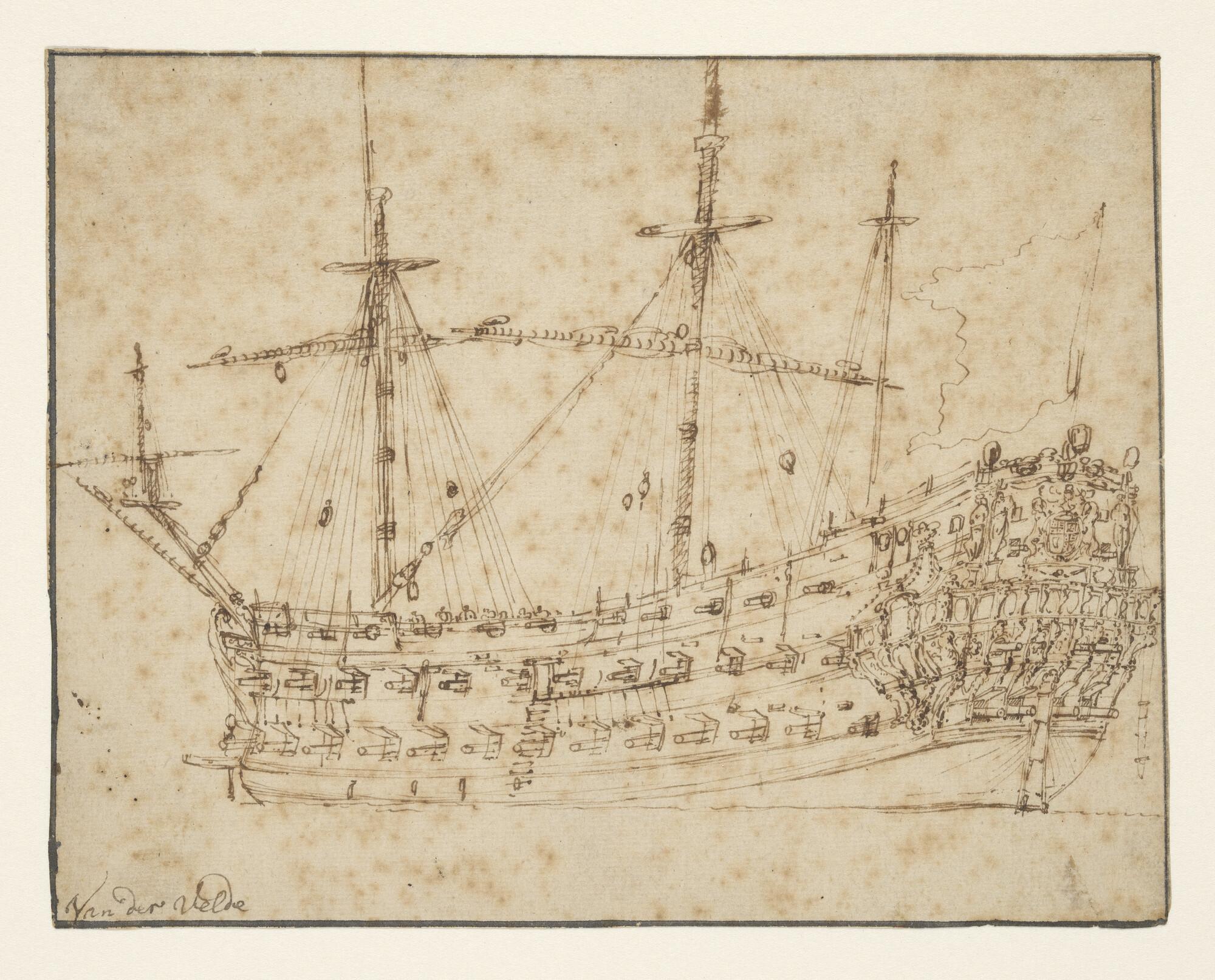 A.0085(06); Een Engels oorlogsschip; tekening