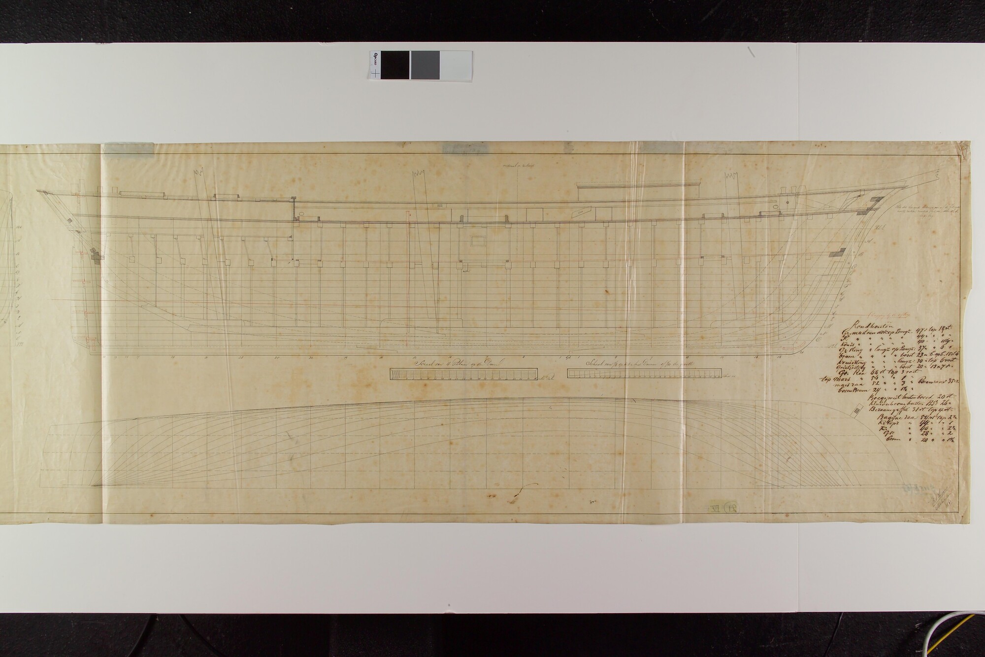 S.0027(026); Lijnenplan van het barkschip 'Antonia'; technische tekening