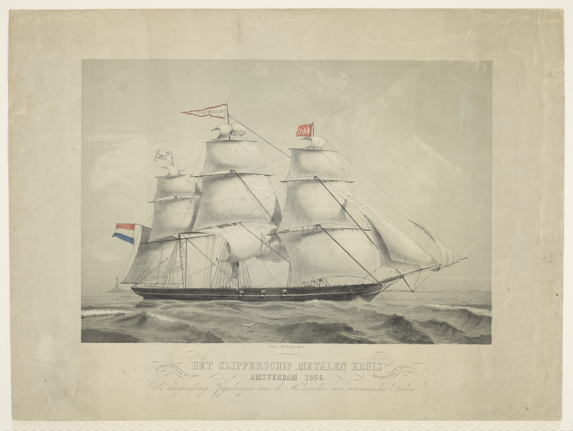 A.0246(06); Het klipperschip Metalen Kruis; prent