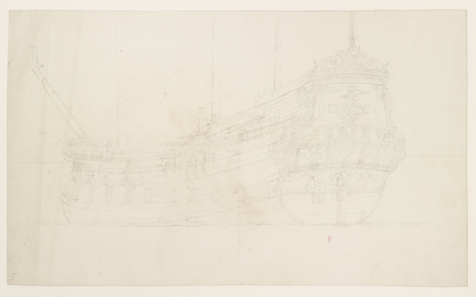 A.1904(02); Het oorlogsschip Schager Roos; tekening