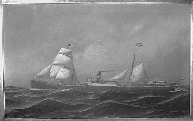 S.3745; Het passagiersschip ss. Edam van de Nederlandsch-Amerikaansche Stoomvaart Maatschappij; schilderij
