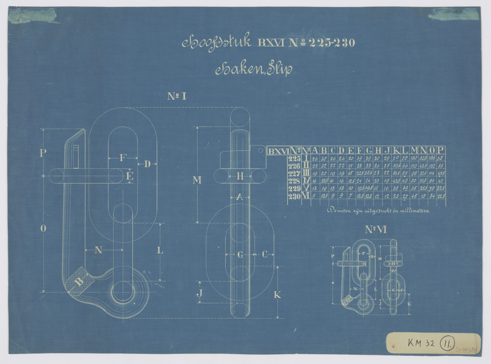 S.1171(03)17; Sliphaak; technische tekening