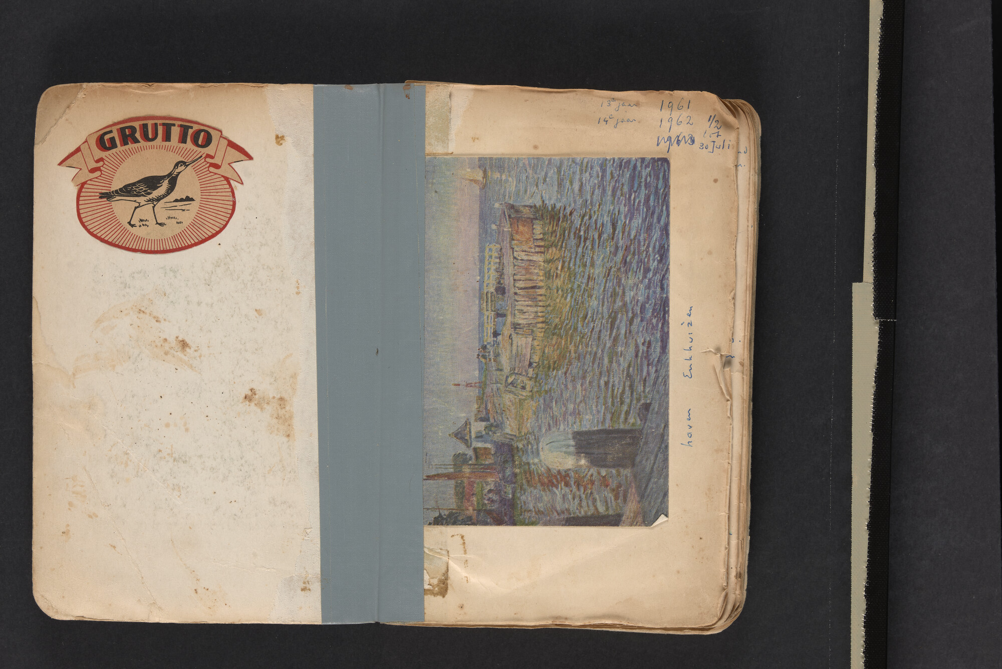 2017.0794; Logboek c.q. fotoalbum van reizen met zeeschouw Grutto in Nederland, 1961-1962; logboek