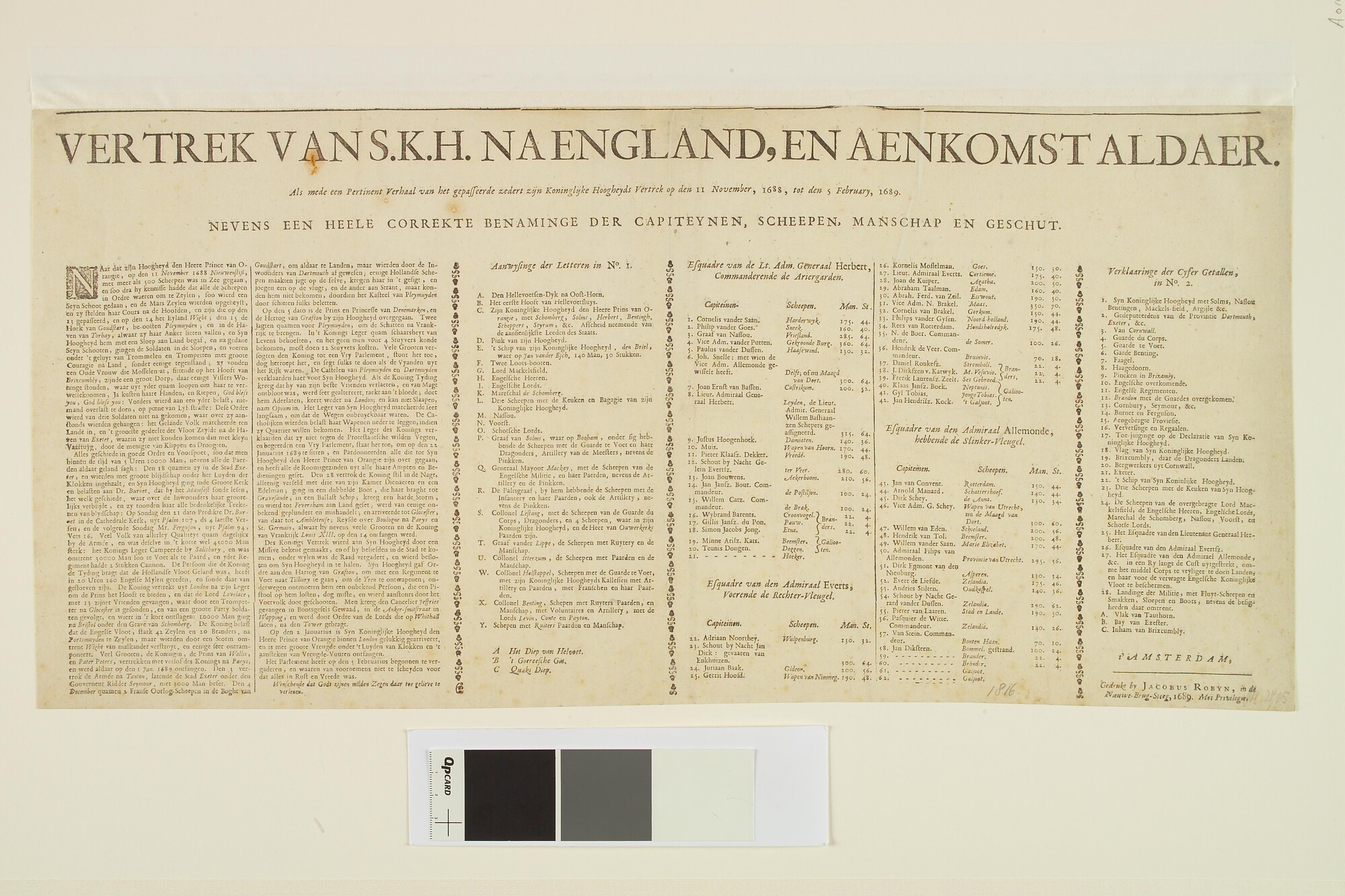 A.0145(193)18; Tekst bij de prent: De overtocht van stadhouder prins Willem III in 1688; prent