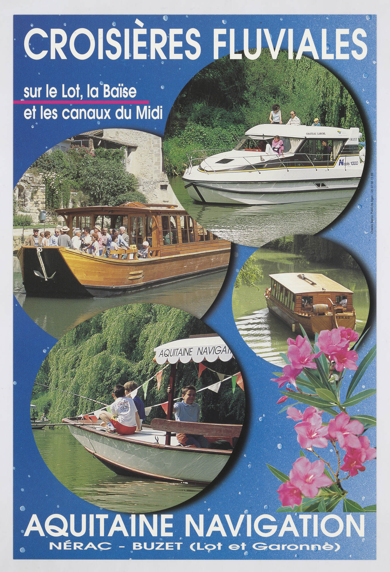 1999.3909; Croisières Fluviales sur le Lot, la Baïse et les canaux du Midi; affiche