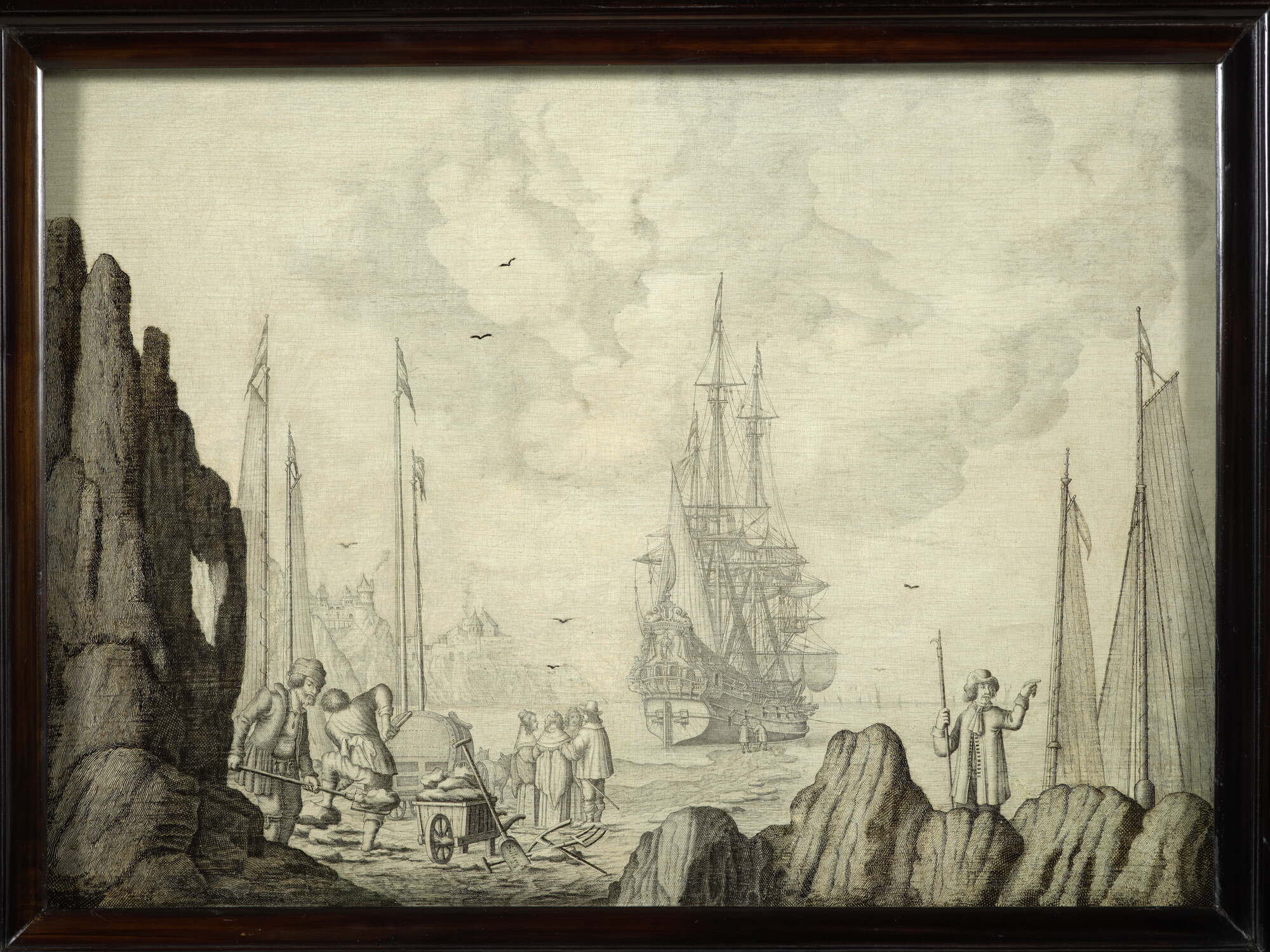 A.0076(02); Het laden van zout in een pinas bij de Kaapverdische Eilanden; schilderij