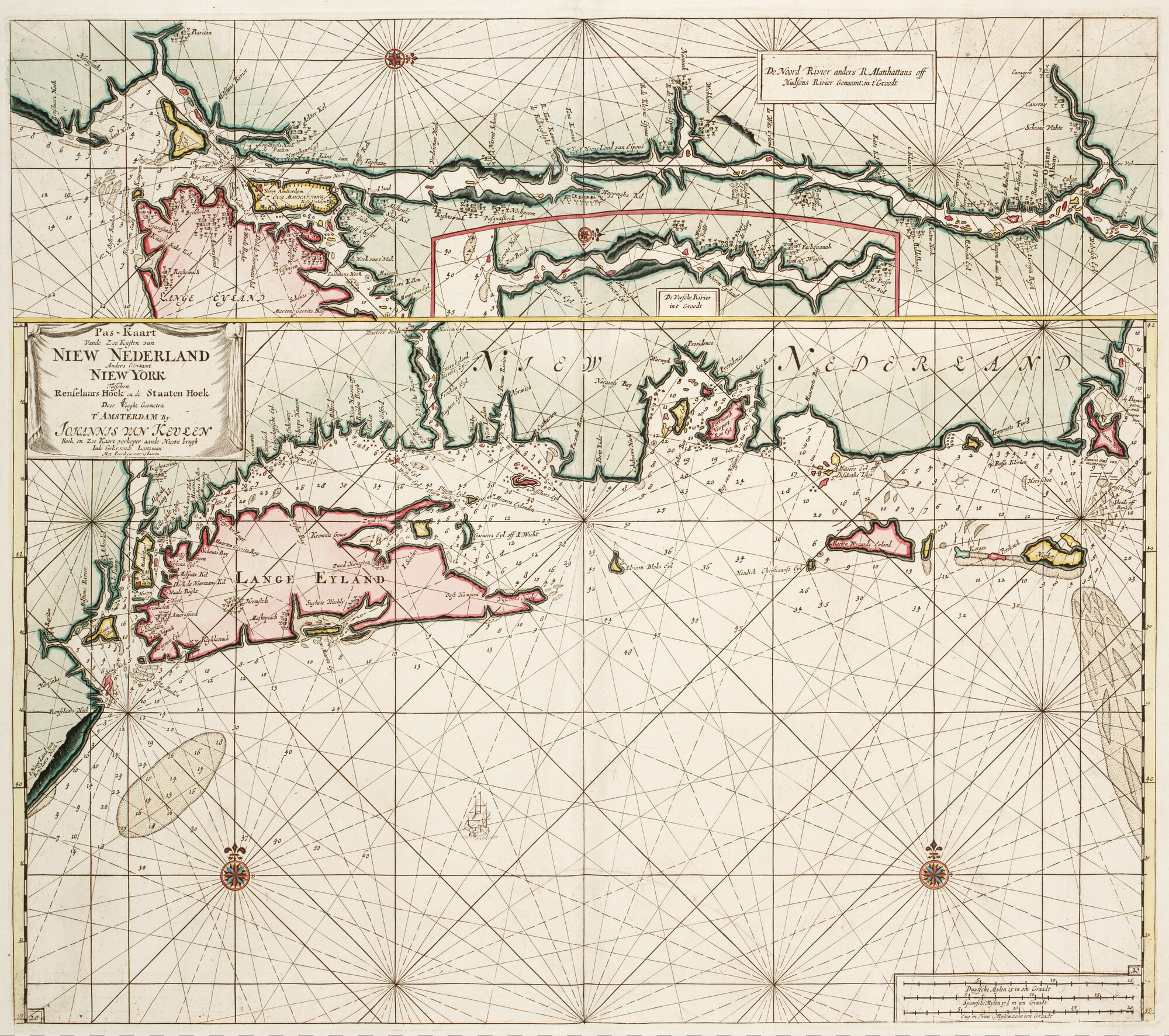 B.0032(109)4 [kaart 053]; Zeekaart van een gedeelte van de oostkust van de Verenigde Staten bij New York; zeekaart