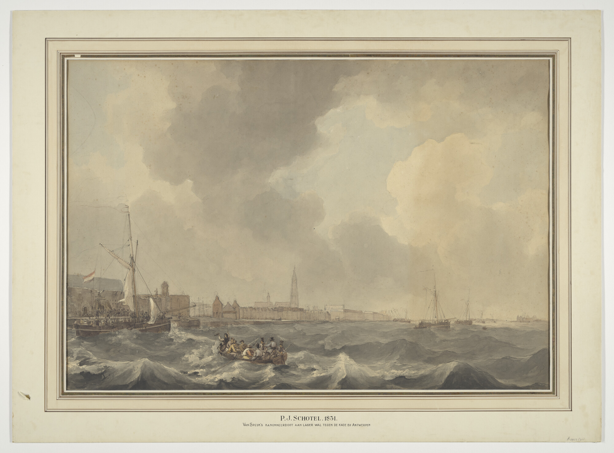A.0952(01); Van Speyk op Zr.Ms. Kannonneerboot No. 2 voor Antwerpen; tekening