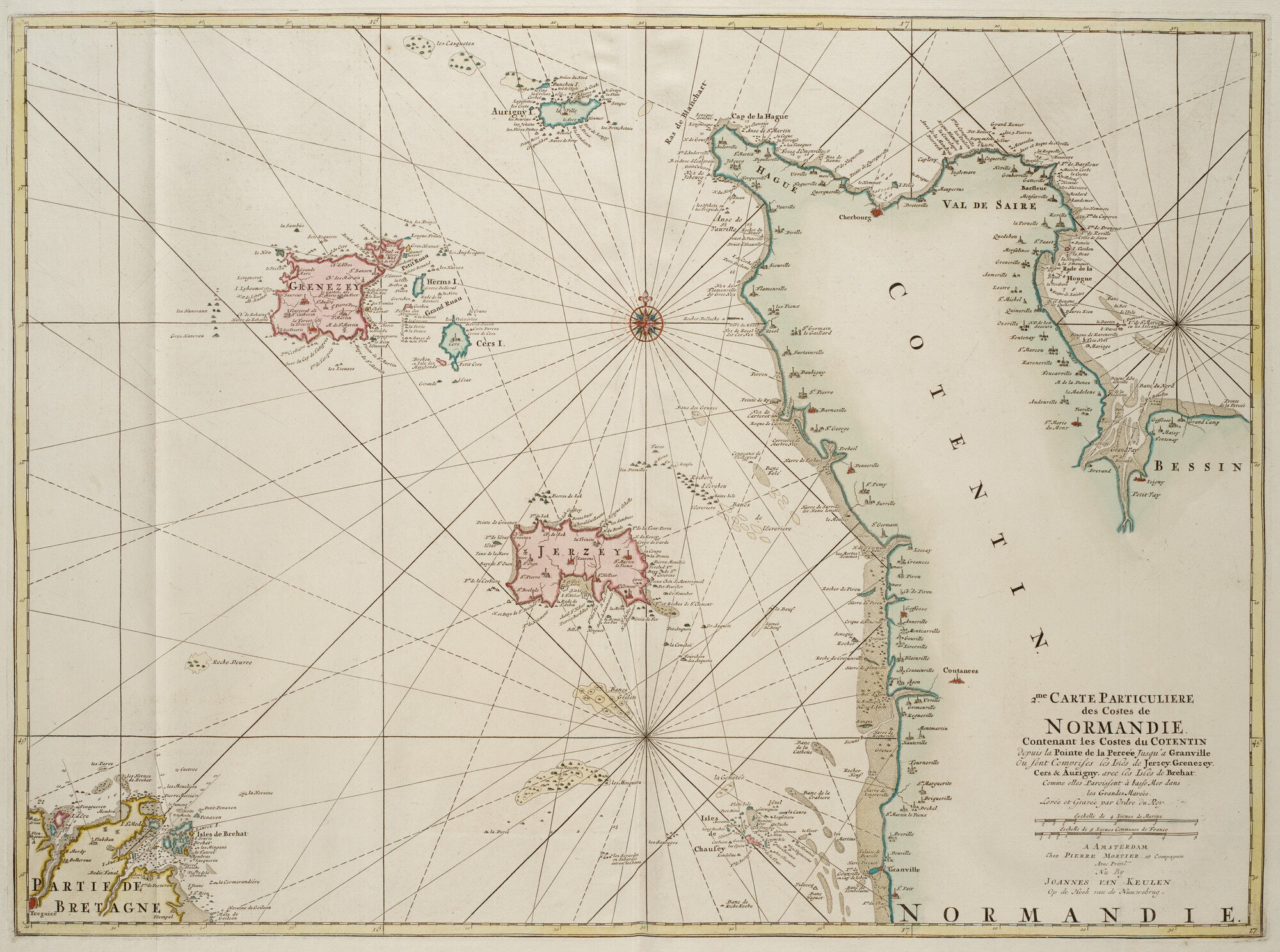 B.0032(109)2 [kaart 046]; Zeekaart van een deel van Franse westkust met Normandië en de Kanaal Eilanden; zeekaart