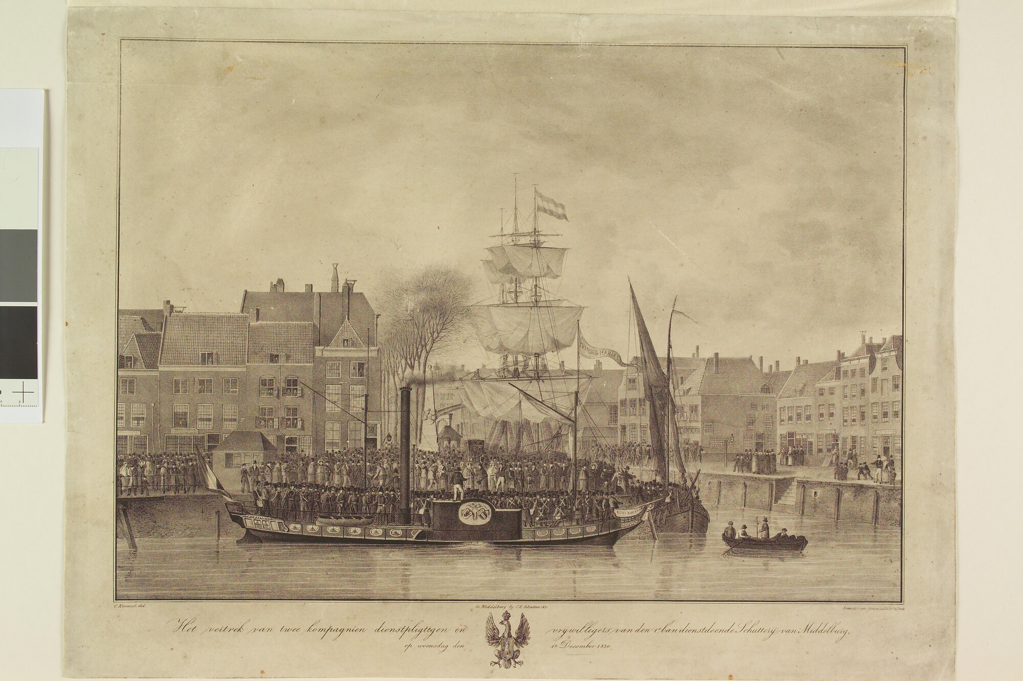 A.0626(01); Het vertrek van schutters uit Middelburg naar Brabant, 1830; prent