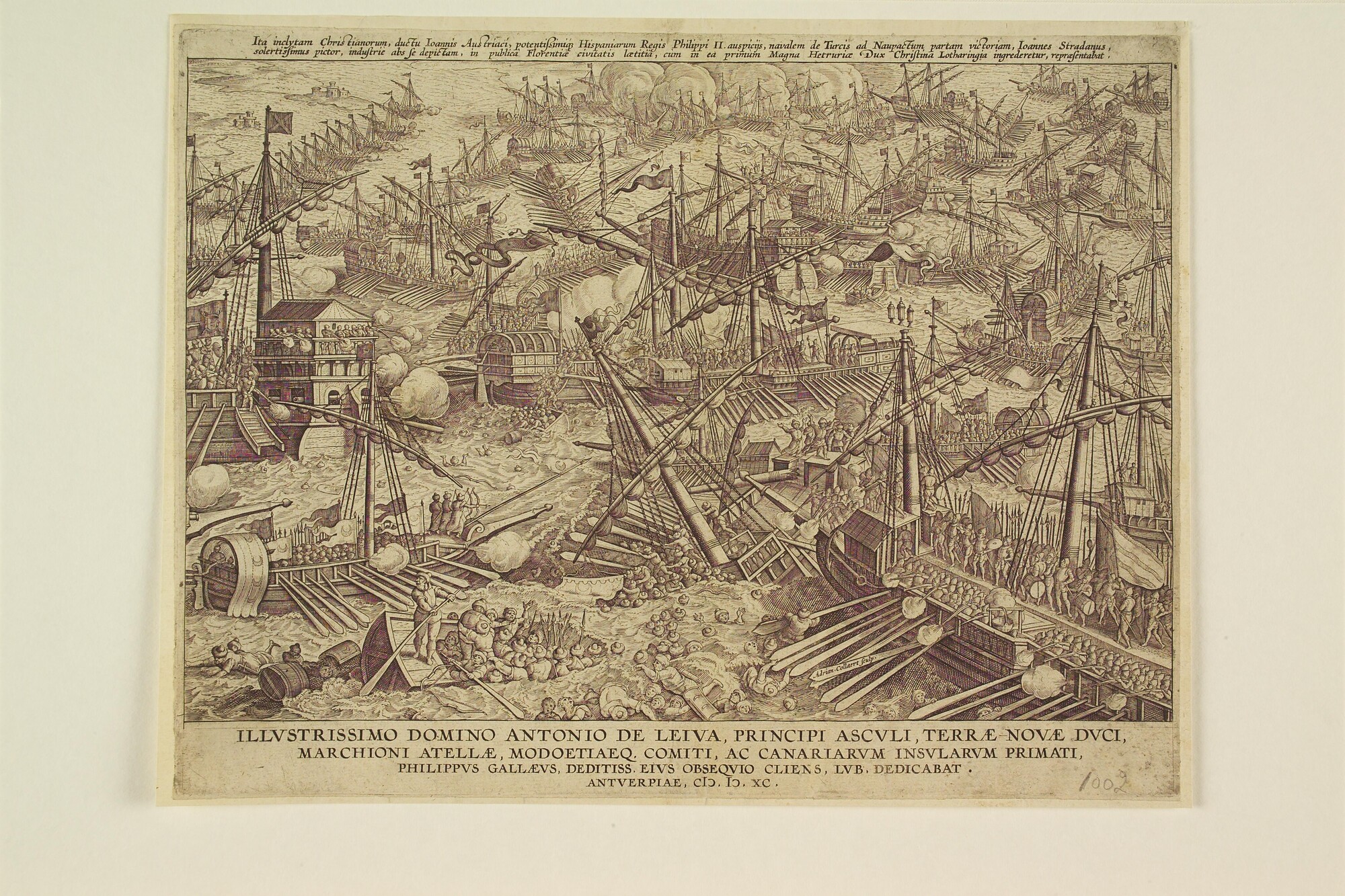 A.0145(027)410; Overwinning der Christenen op de Turken bij de slag van Lepanto, 1571; prent