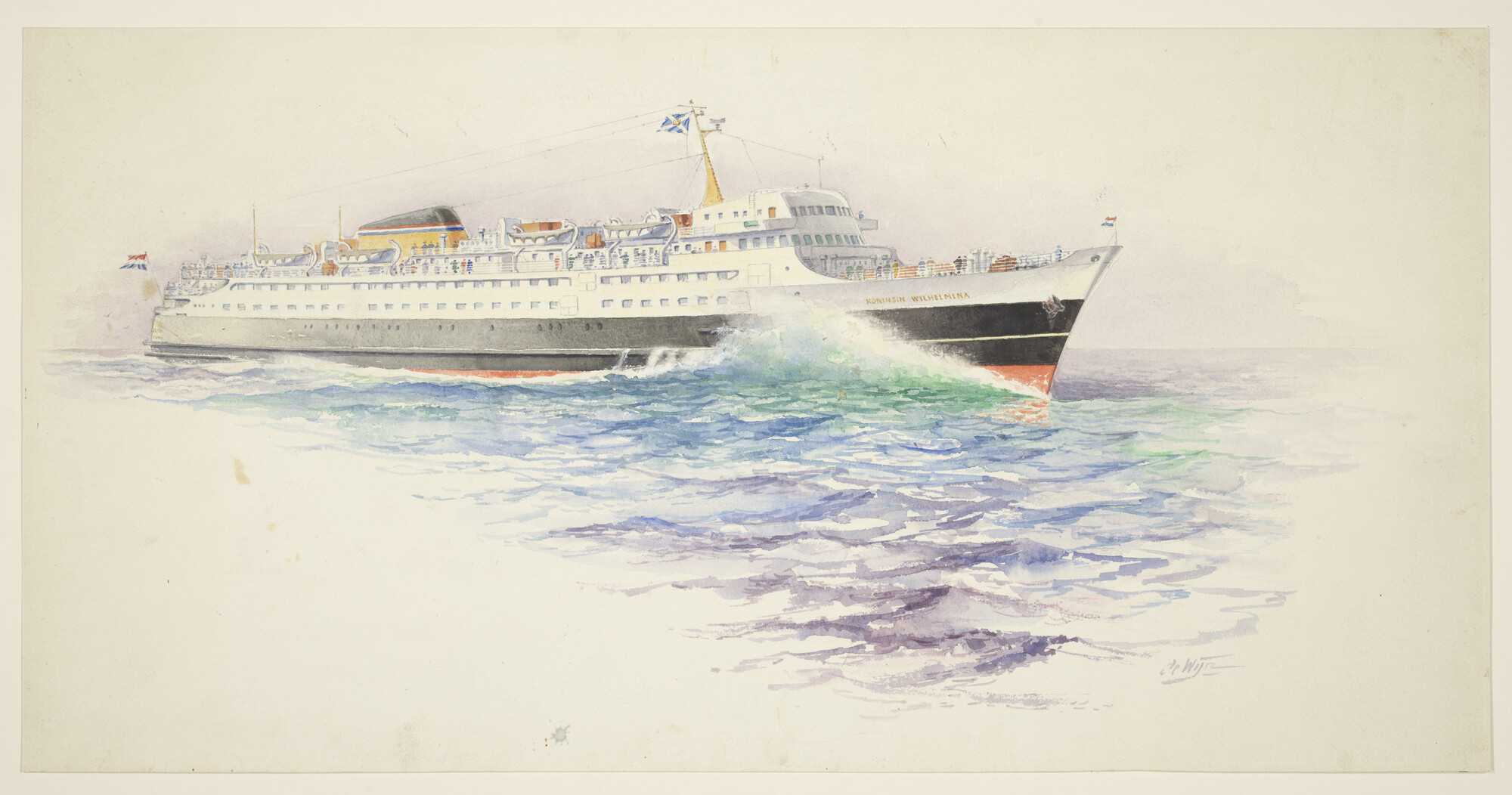 A.5290(06); Het veerschip ms. Koningin Wilhelmina van de SMZ; tekening
