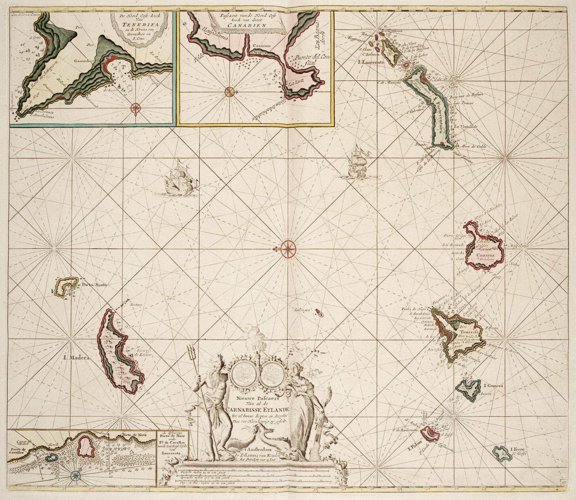 B.0032(109)5 [kaart 012]; Zeekaart van de Canarische Eilanden, met inzetkaarten van de noordoosthoek; zeekaart