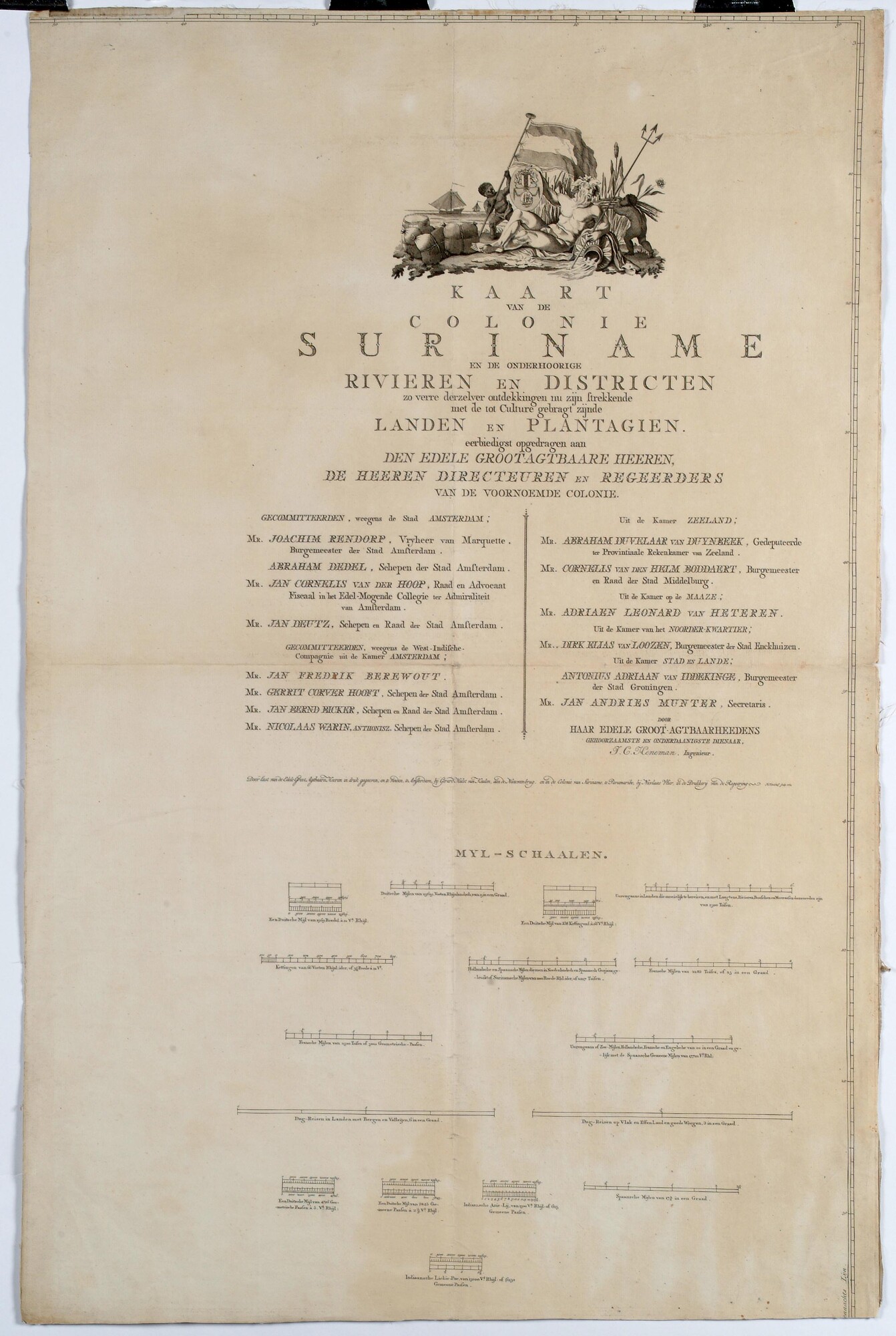 A.4055(01); Wandkaart in 8 bladen van Suriname; wandkaart