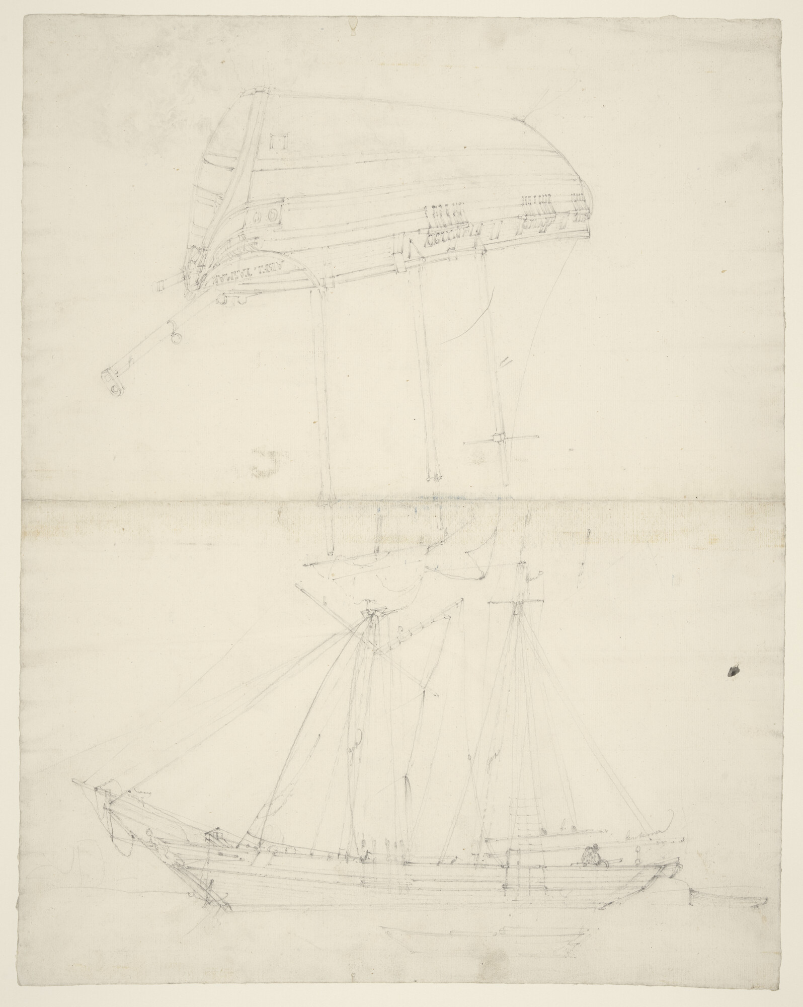 S.3107(07) [nr 0001]; Het fregatschip De Drie Gezusters; tekening