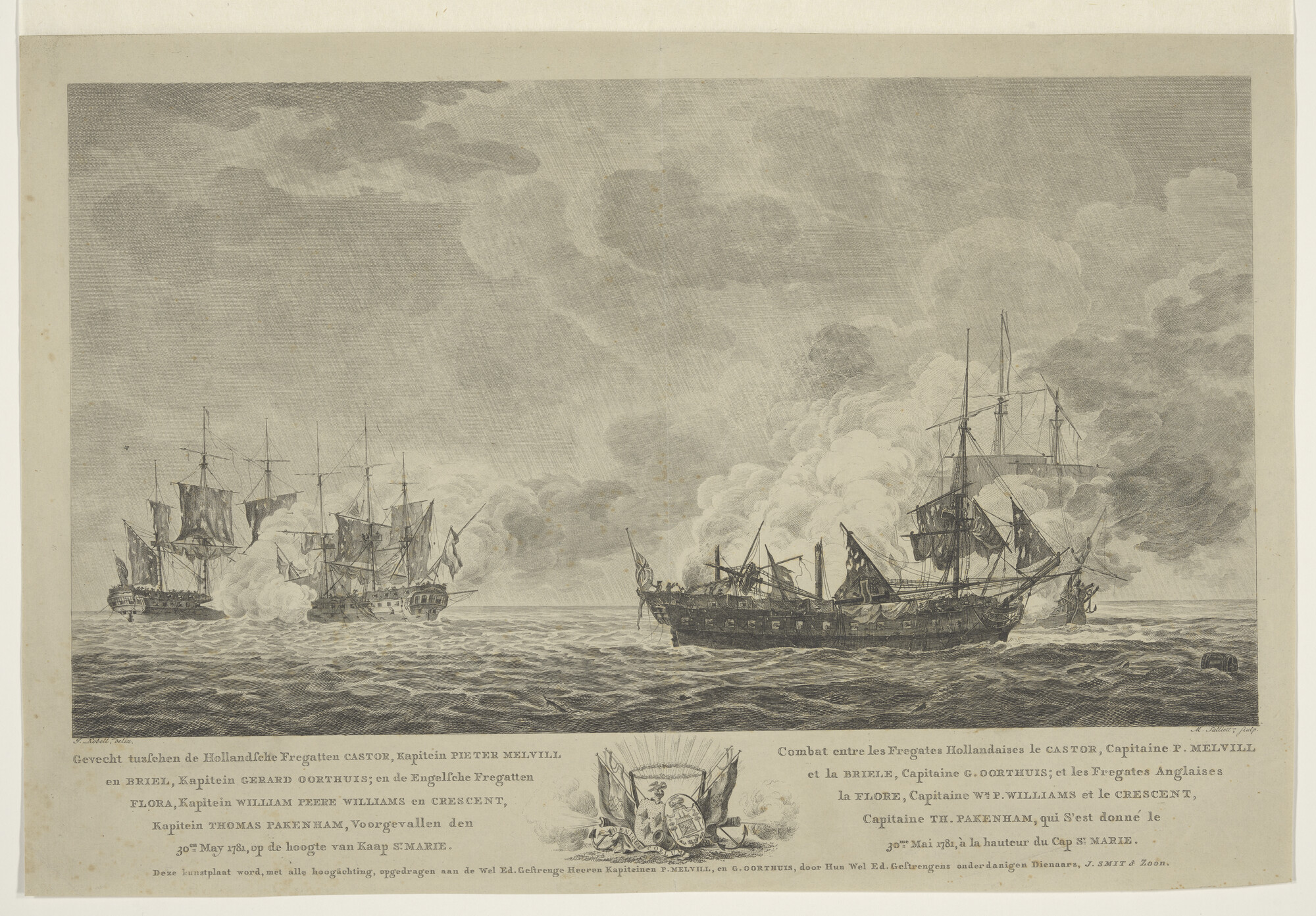 1991.0080; De Zeeslag bij Kaap St. Marie, 1781; prent