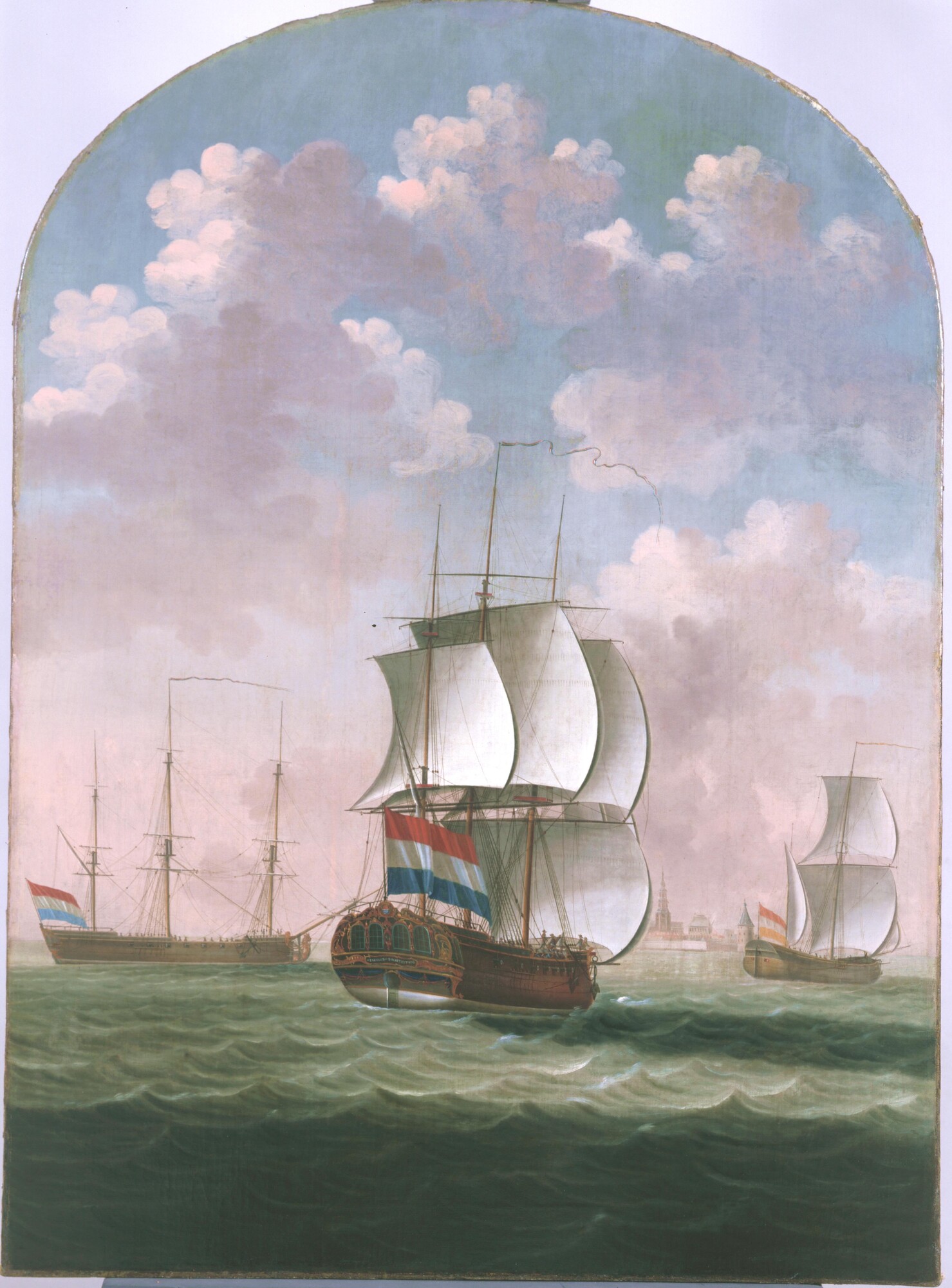 A.1171; Het fregatschip Esequebo Societeit op de rede van Vlissingen; schilderij