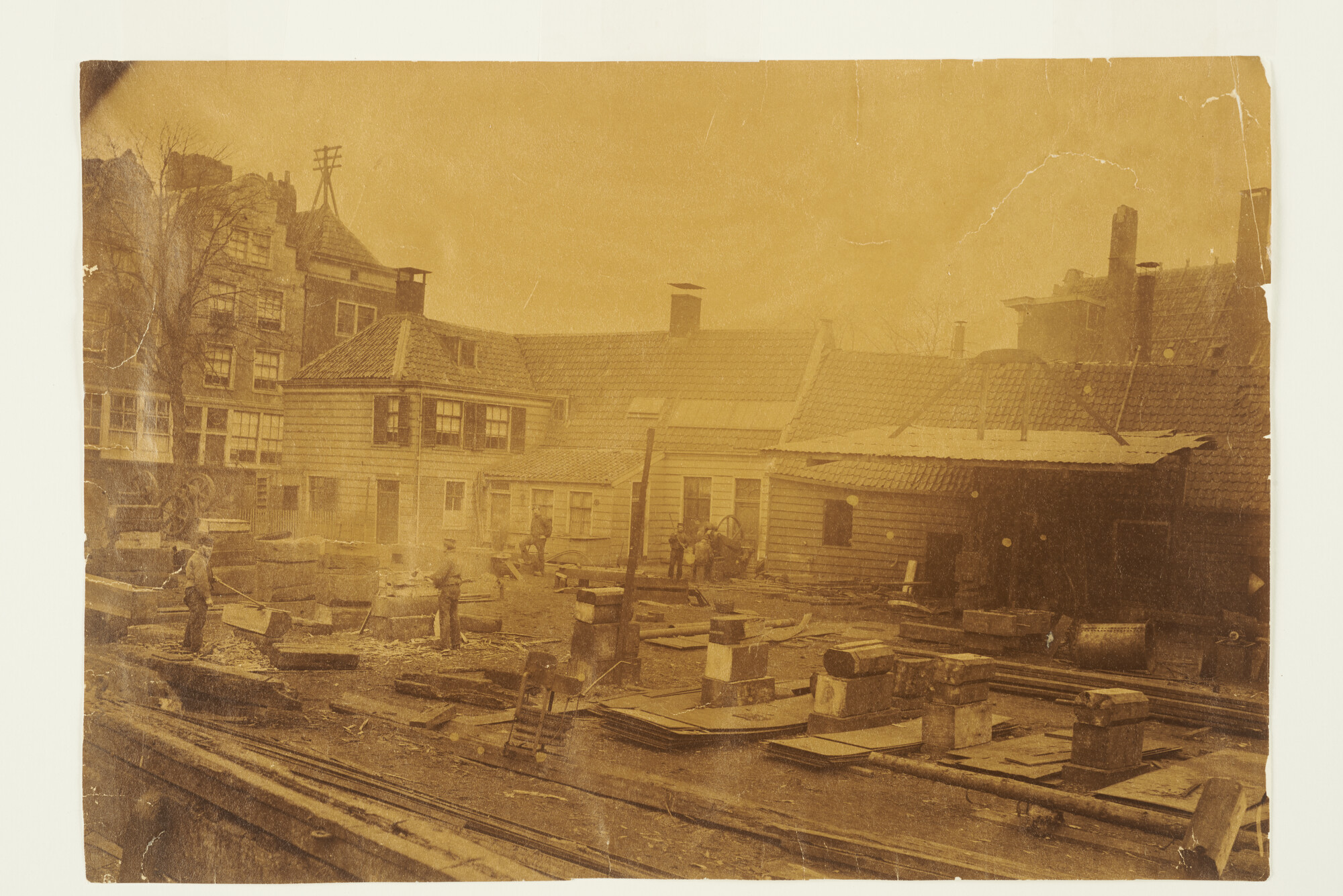 S.1156(06)156; Werf De Nachtegaal met de stapelblokken voor het stalen barkschip Van Galen; foto