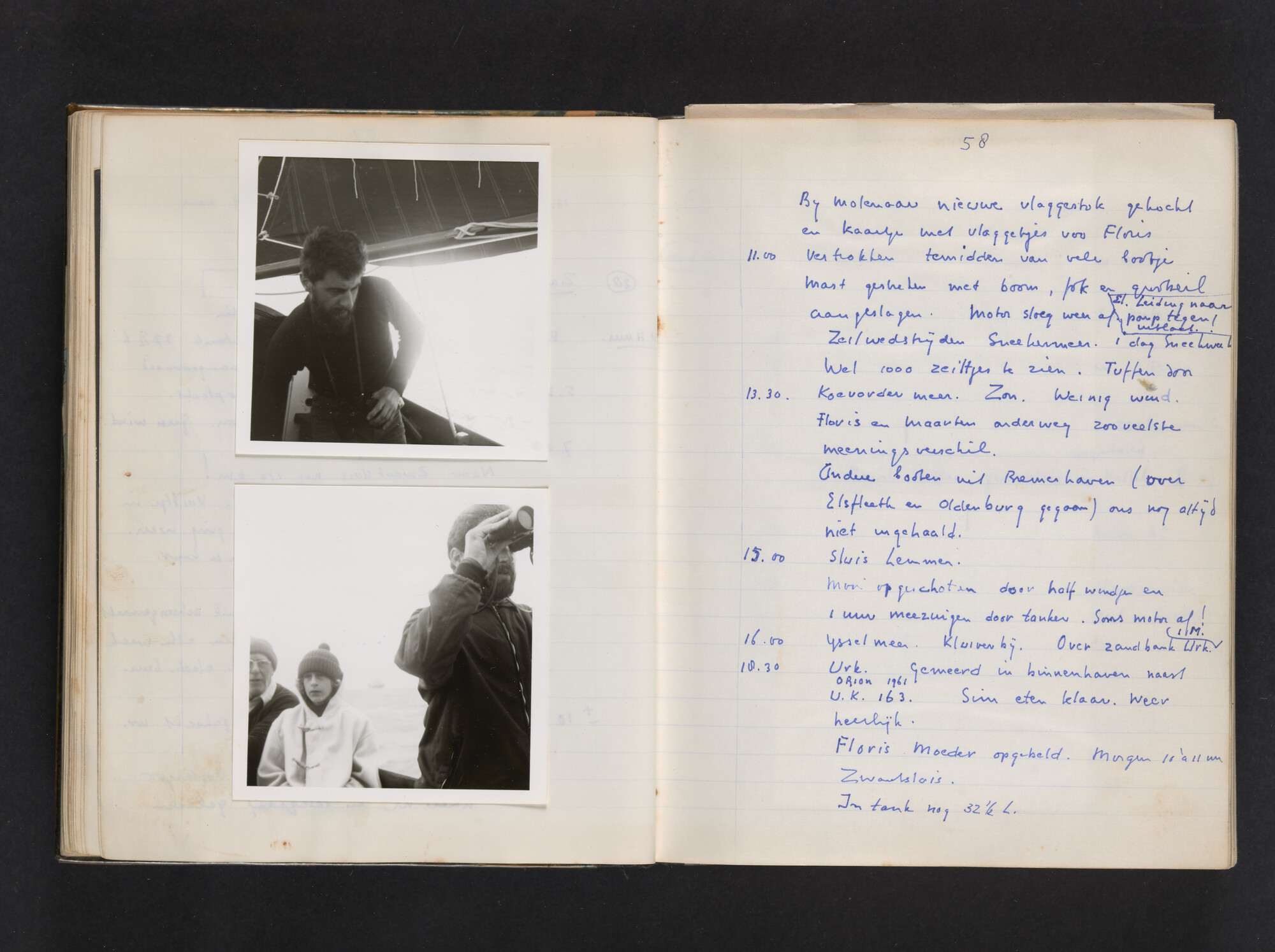 2017.0802; Logboek c.q. fotoalbum van reizen met zeeschouw Grutto (II) in Nederland, Duitsland en Denemarken, 1973-1974; logboek