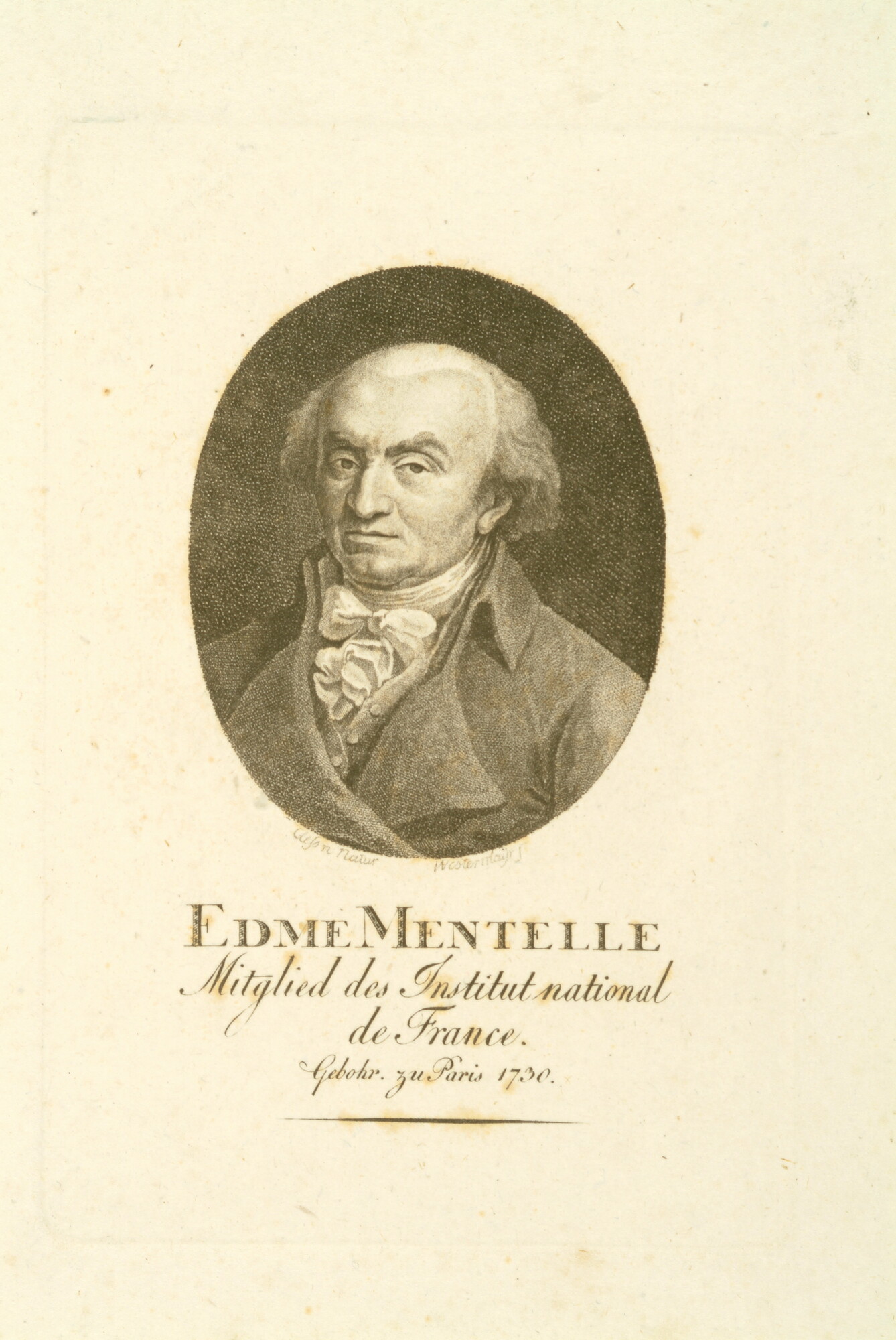 A.0075(166); Portret van Edme Mentelle, lid van het Instituut National te Parijs; prent