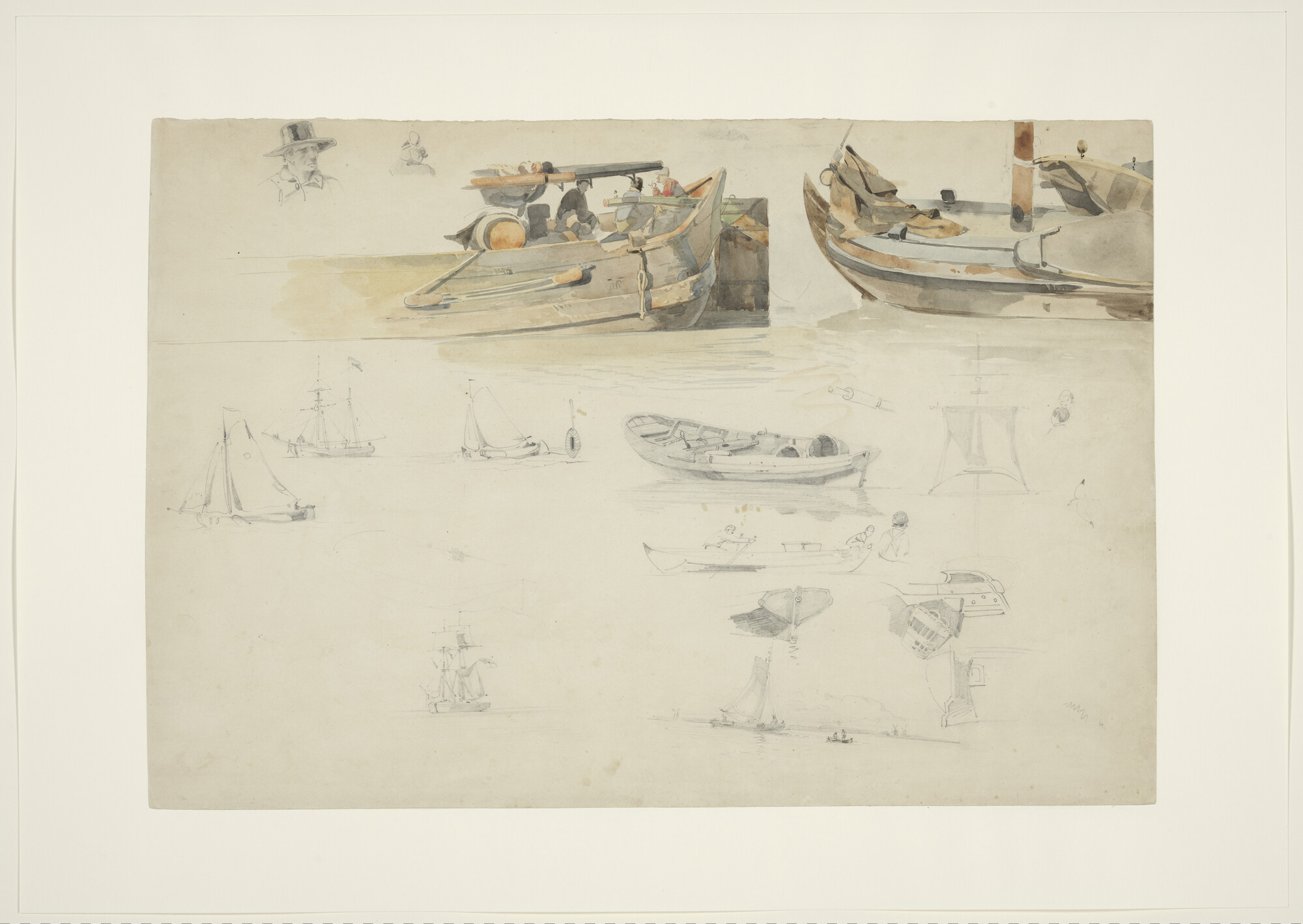 A.0863(30); Diverse roei- en zeilvaartuigen; tekening