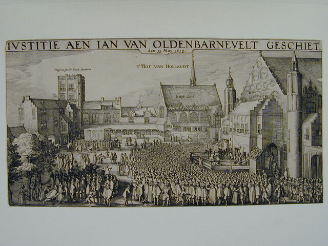 A.0145(027)366; De onthoofding van Johan van Oldenbarnevelt op het Binnenhof te Den Haag; prent