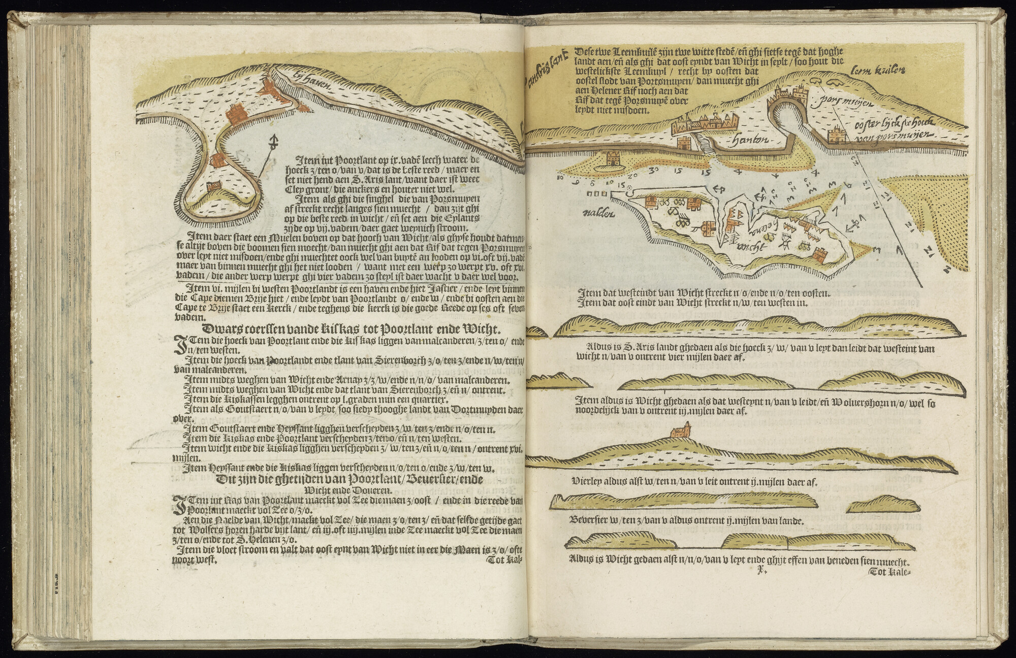 S.1227 [kaart 057]; Kaart, kustaanzichten en beschrijving van de kust van Zuid-Engeland; kaart