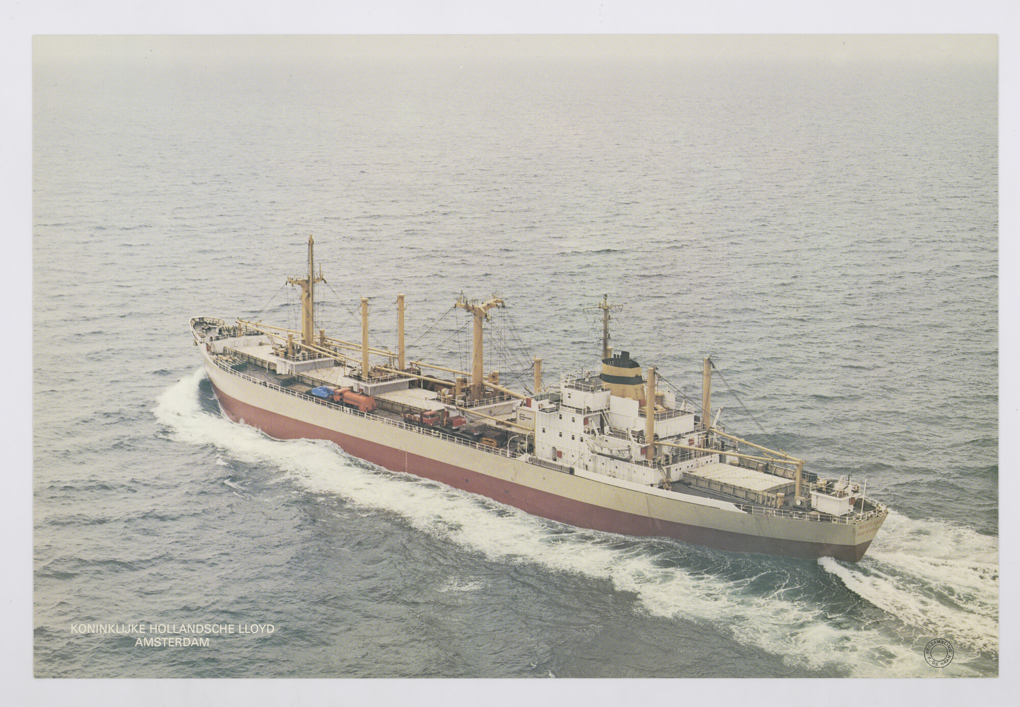 1993.3288; Luchtfoto van het vrachtschip ms. Westland van de KHL; affiche