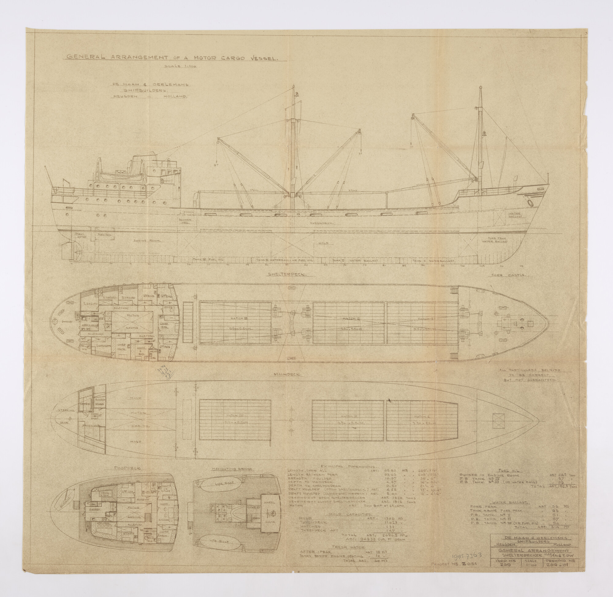 1995.7363; Algemeen plan (1:100) van een Finse motorcoaster (De Haan en Oerlemans [...]; technische tekening