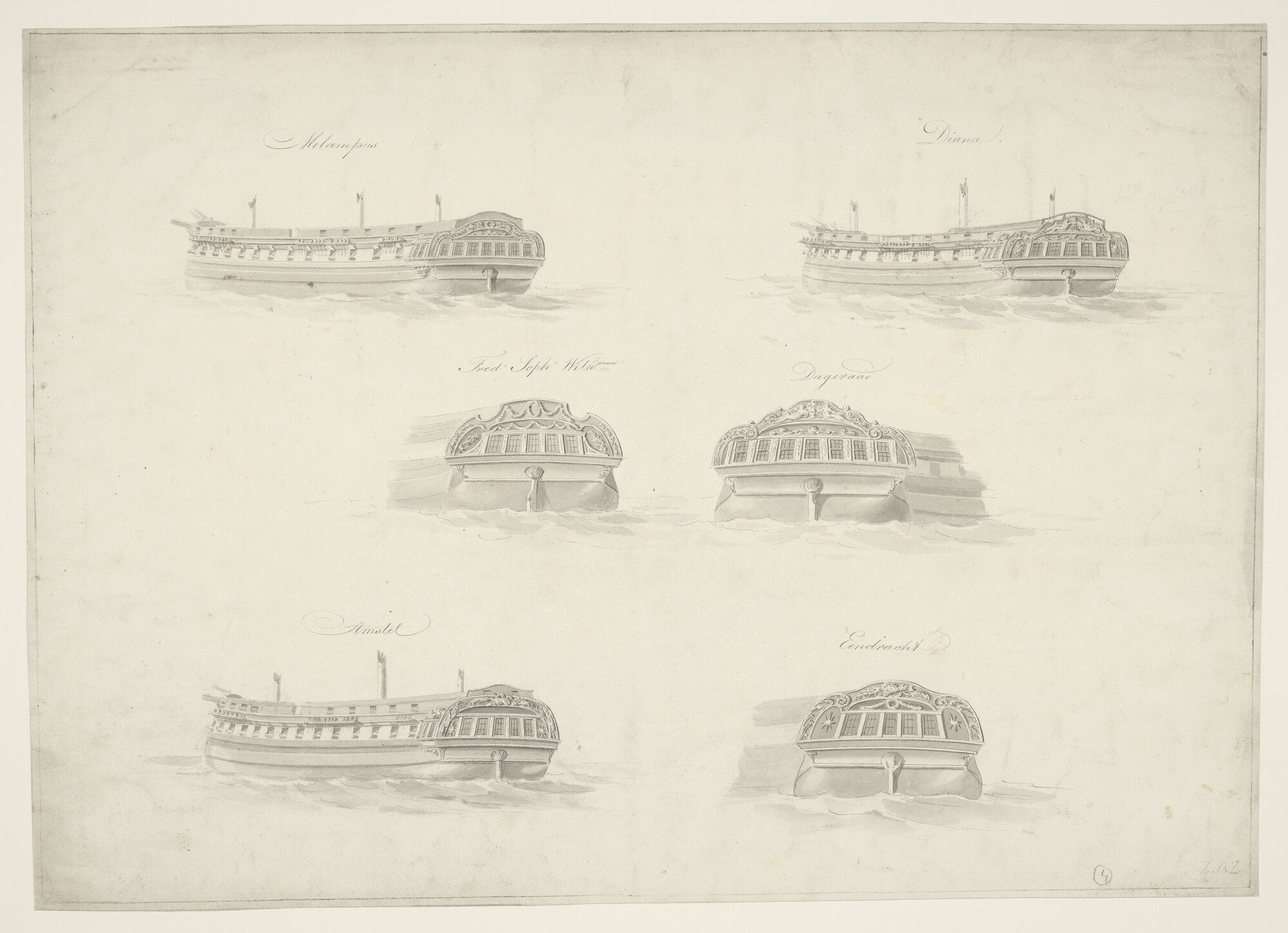 A.1081(a) [nr 0001]; Schepen van de expeditie naar Algiers, 1816; tekening