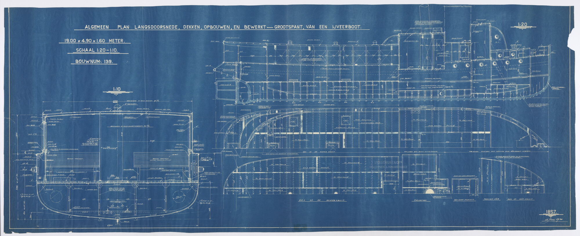 S.5181(331); Algemeen plan van een Yveerpont; technische tekening