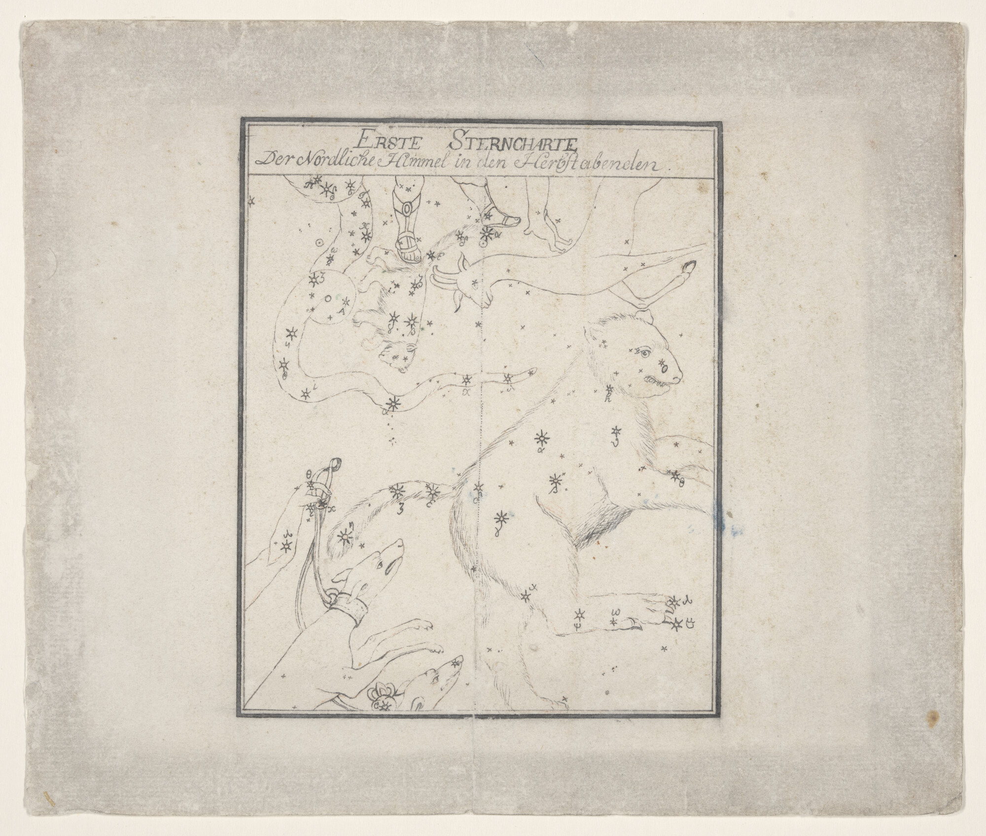 A.0518(01); Deel van de noordelijke sterrenhemel, met Grote Beer; sterrenkaart